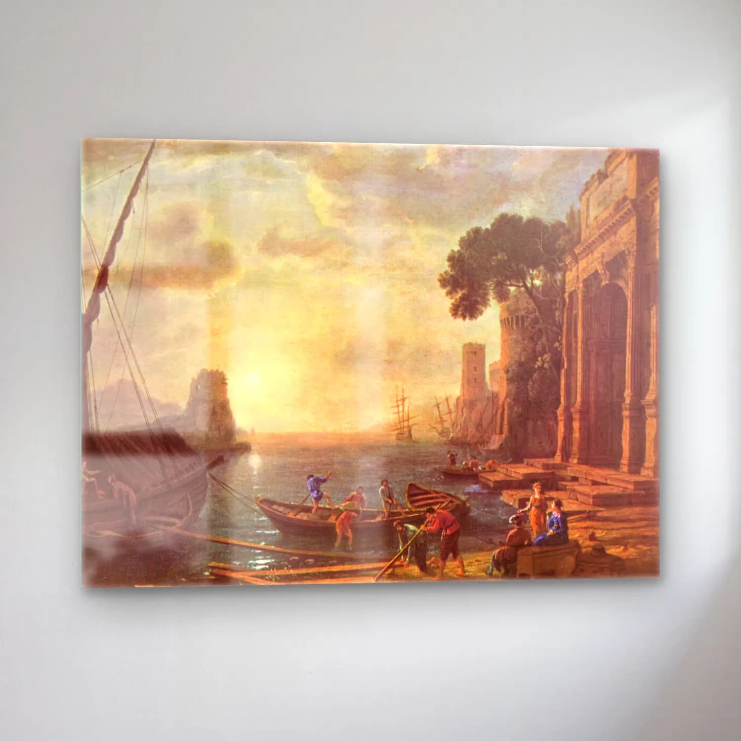 Claude Lorrain – Hafen beim Sonnenuntergang cam tablo — sol açıdan görünüm
