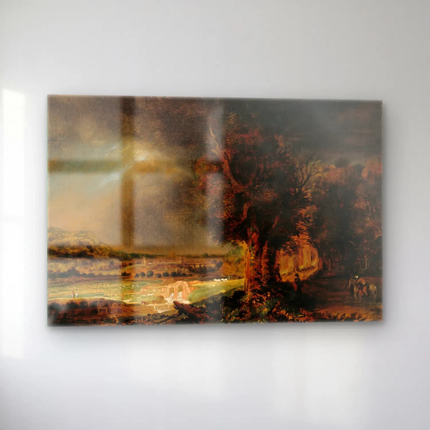 Rembrandts Skole – Landscape with the Good Samaritan cam tablo — sol açıdan görünüm