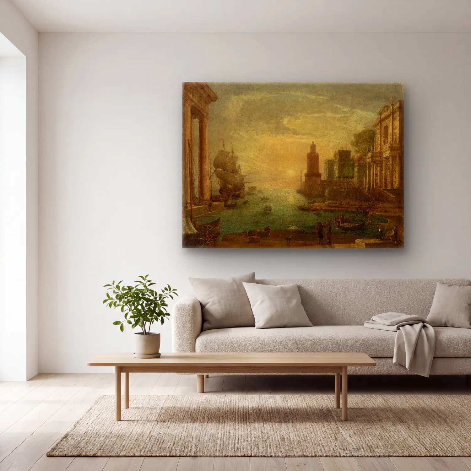 Claude Lorrain – Seaport with Ulysses Restituting Chryseis to Her Father… cam tablo — açık renk salonda