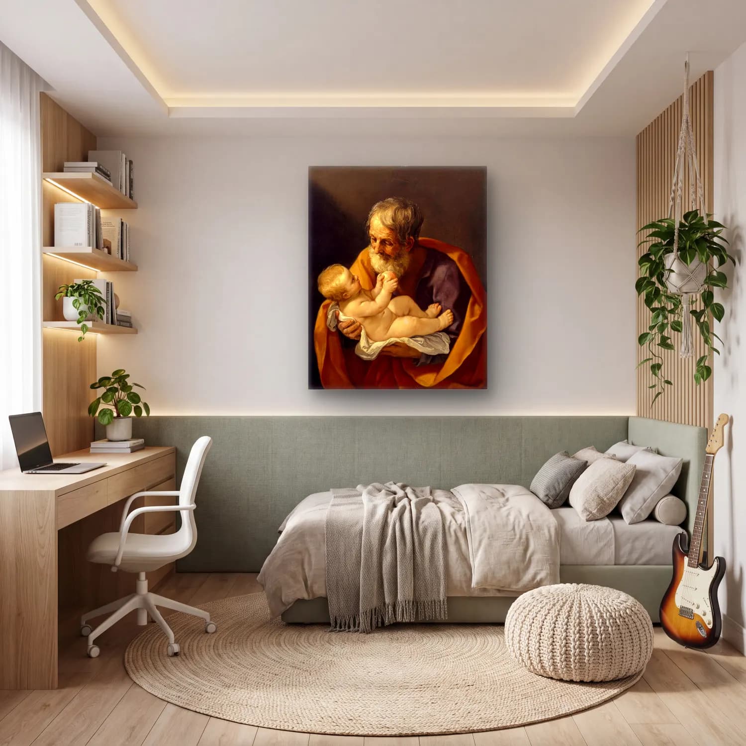Guido Reni – Saint Joseph and the Christ Child cam tablo — genç odasında
