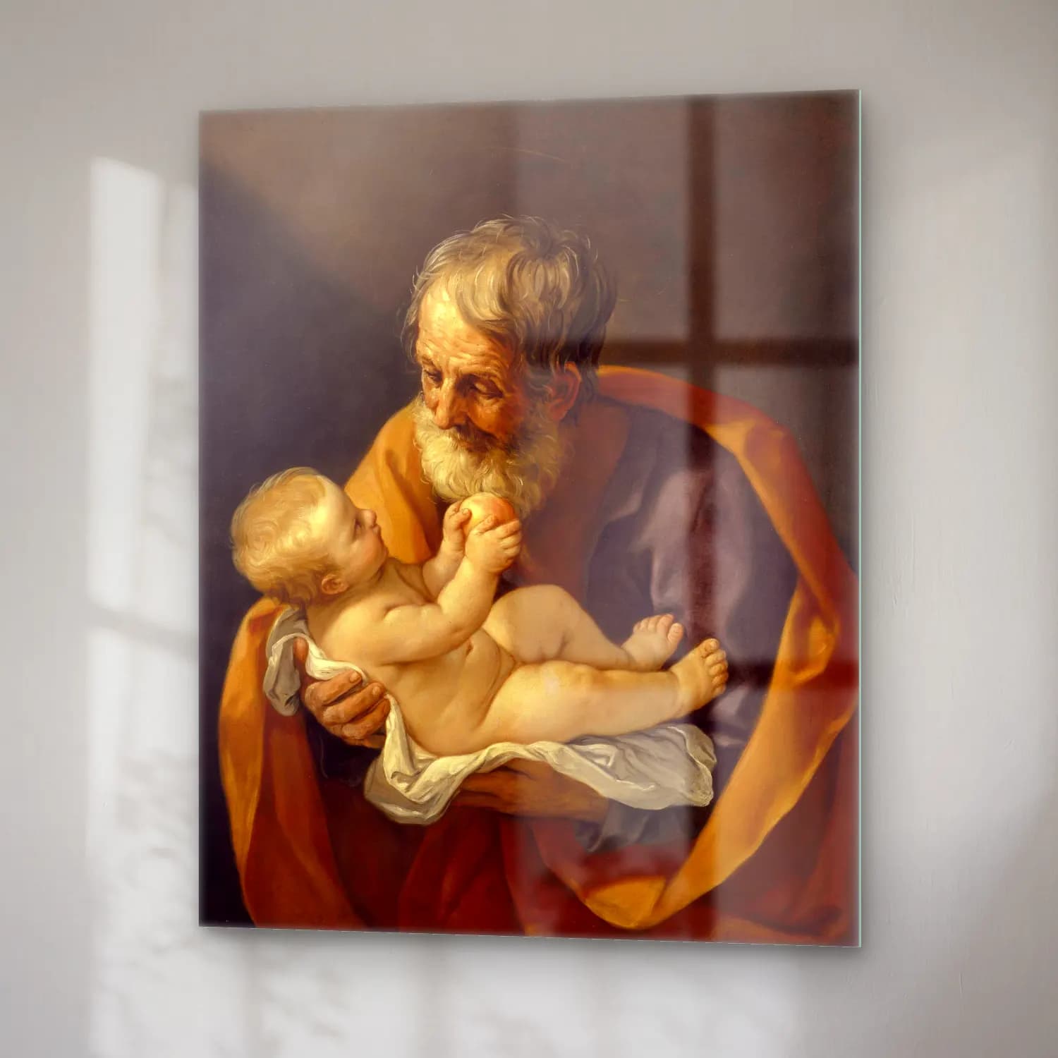Guido Reni – Saint Joseph and the Christ Child cam tablo — sağ açıdan görünüm