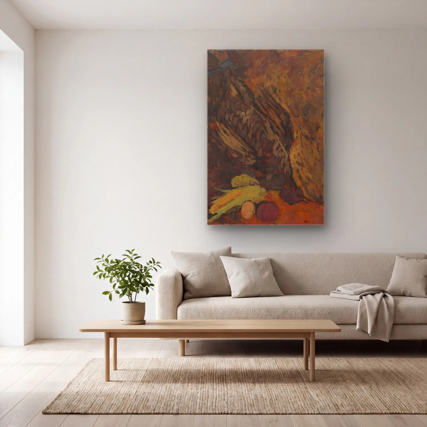 Zolo Palugyay – Still life with a pheasant cam tablo — açık renk salonda
