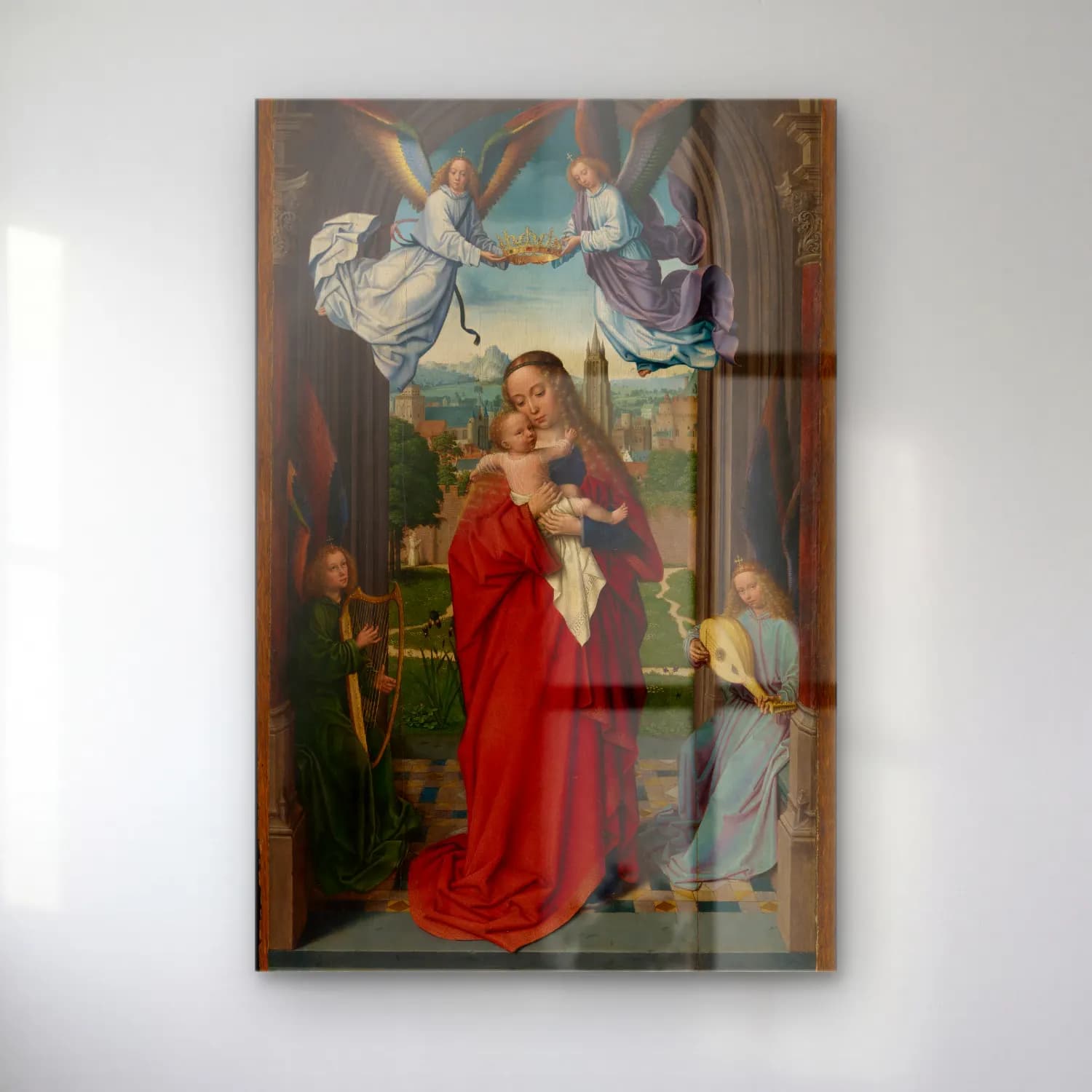 Gerard David – Virgin and Child with Four Angels cam tablo — Gerard David – Virgin and Child with Four Angels — yağlı boya dini sahne