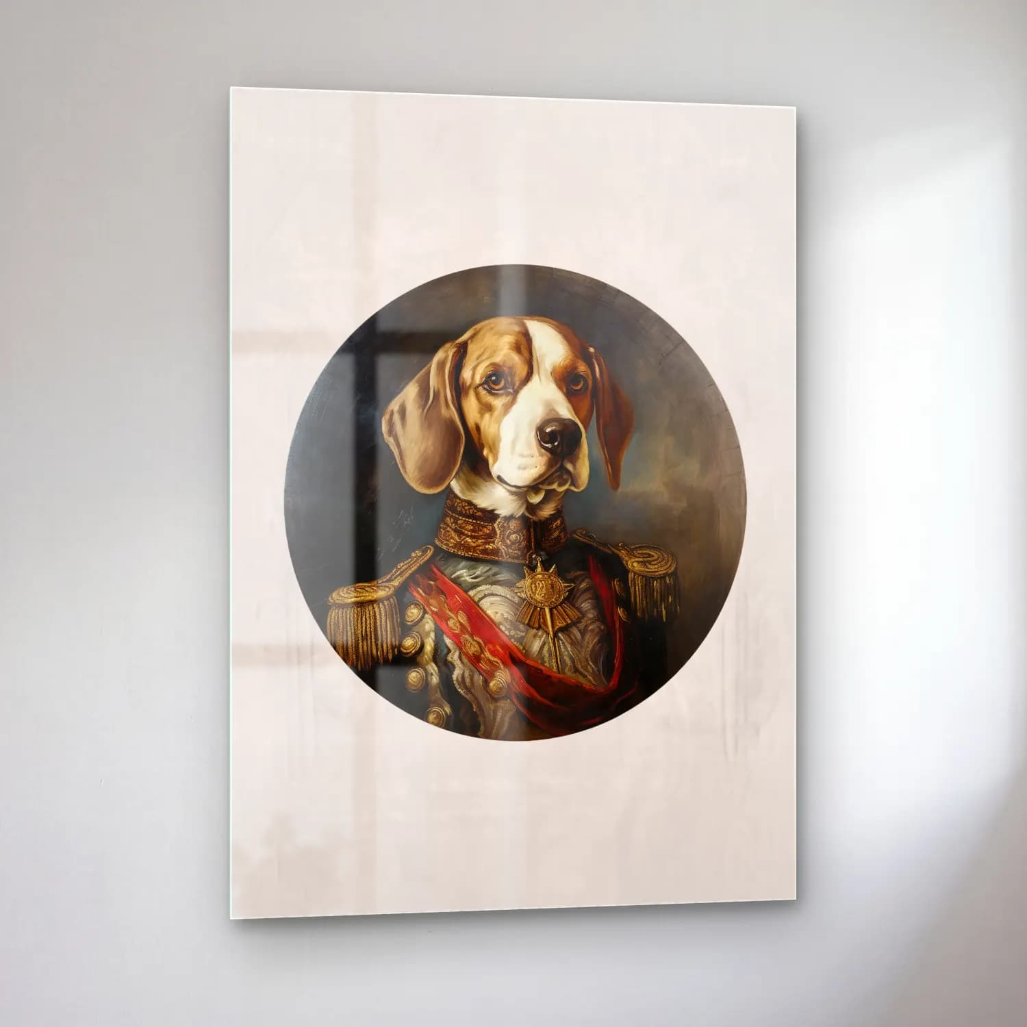 Yağlı Boya Köpek No. 28 cam tablo — sol açıdan görünüm