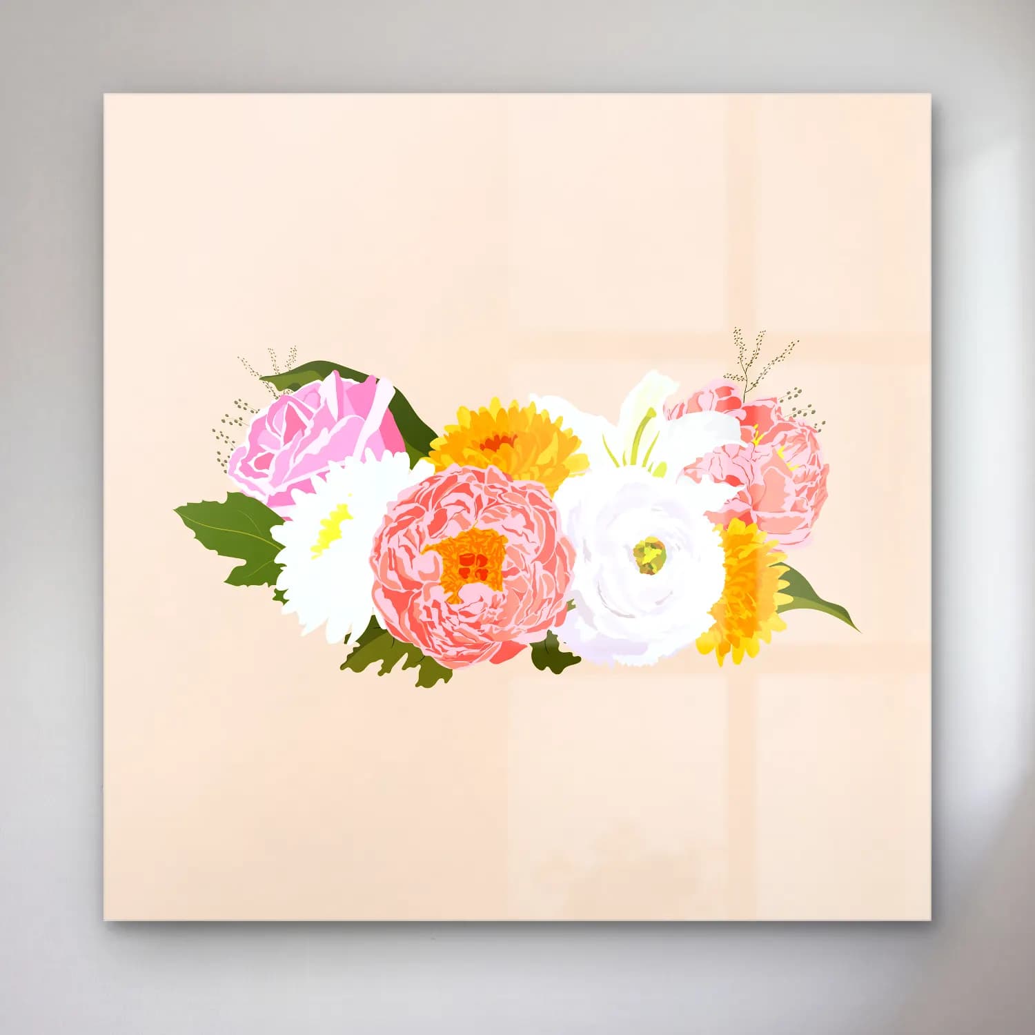 Pastel Vazoda Çiçek Buketi No. 10 cam tablo — Pastel Vazoda Çiçek Buketi No. 10 — pastel vazoda çiçek buketi