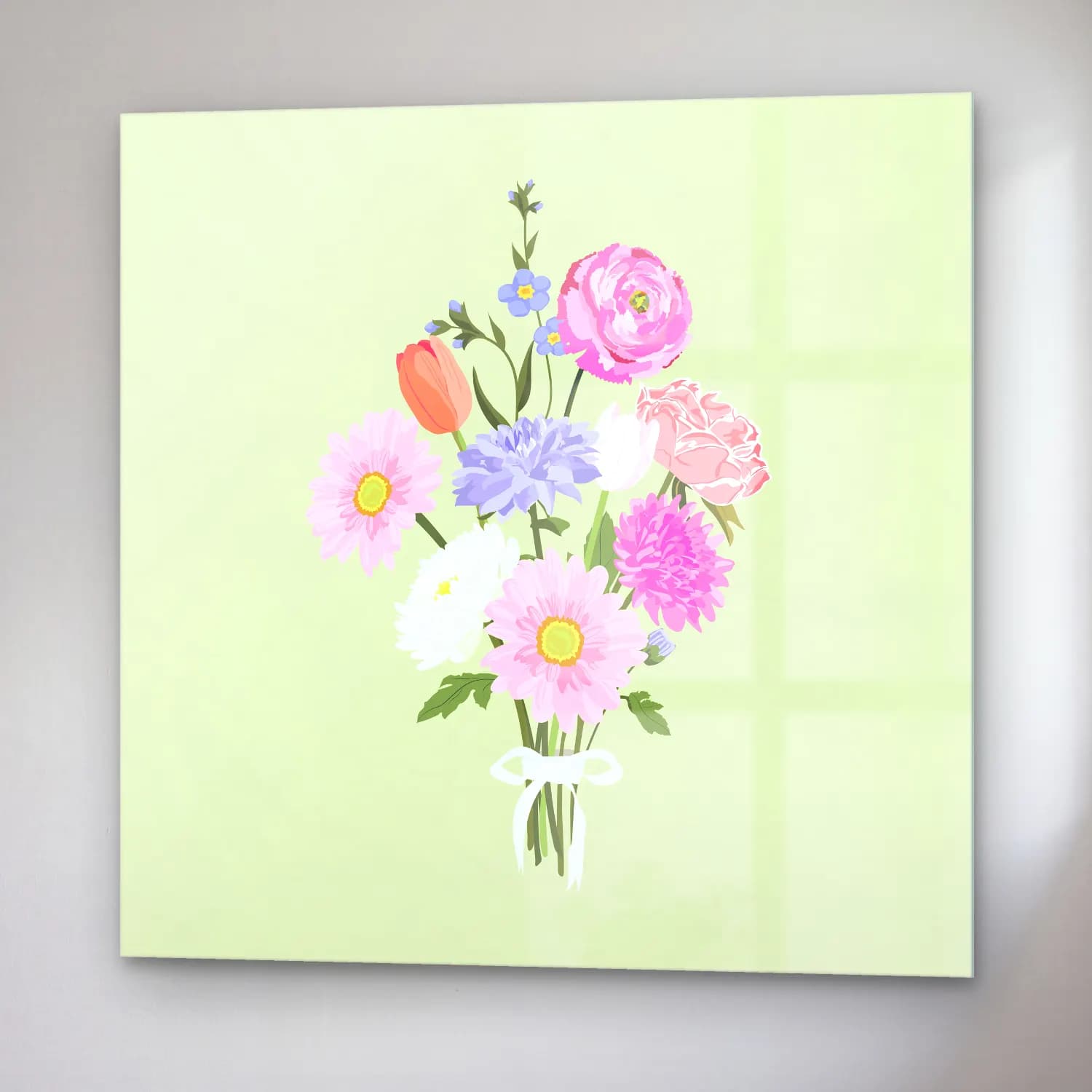 Pastel Vazoda Çiçek Buketi No. 11 cam tablo — sağ açıdan görünüm