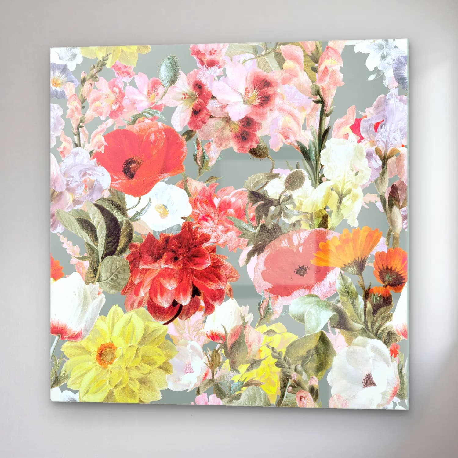 Pastel Çiçek Deseni No. 54 cam tablo — sağ açıdan görünüm