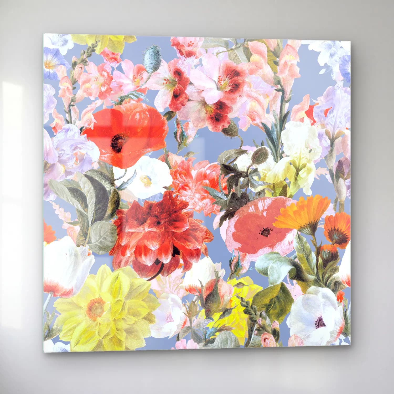 Pastel Çiçek Deseni No. 54 cam tablo — sol açıdan görünüm