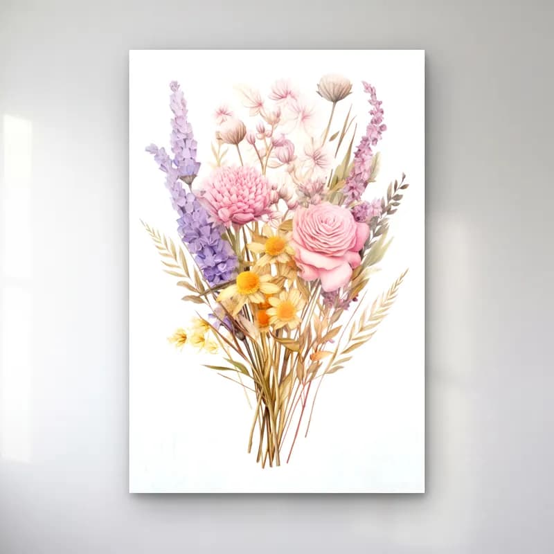 Pastel Vazoda Çiçek Buketi No. 12 cam tablo — Pastel Vazoda Çiçek Buketi No. 12 — pastel vazoda çiçek buketi