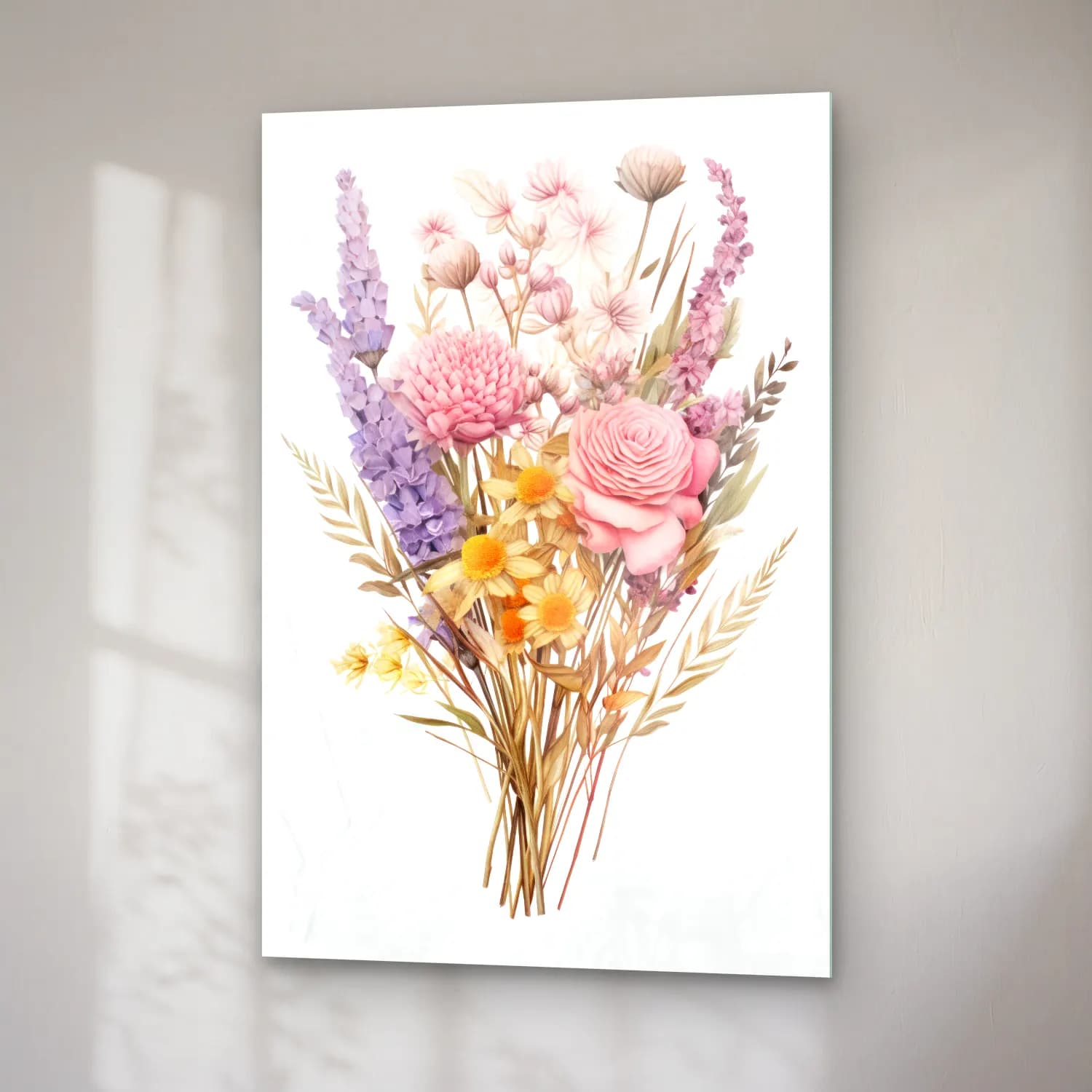 Pastel Vazoda Çiçek Buketi No. 12 cam tablo — sağ açıdan görünüm