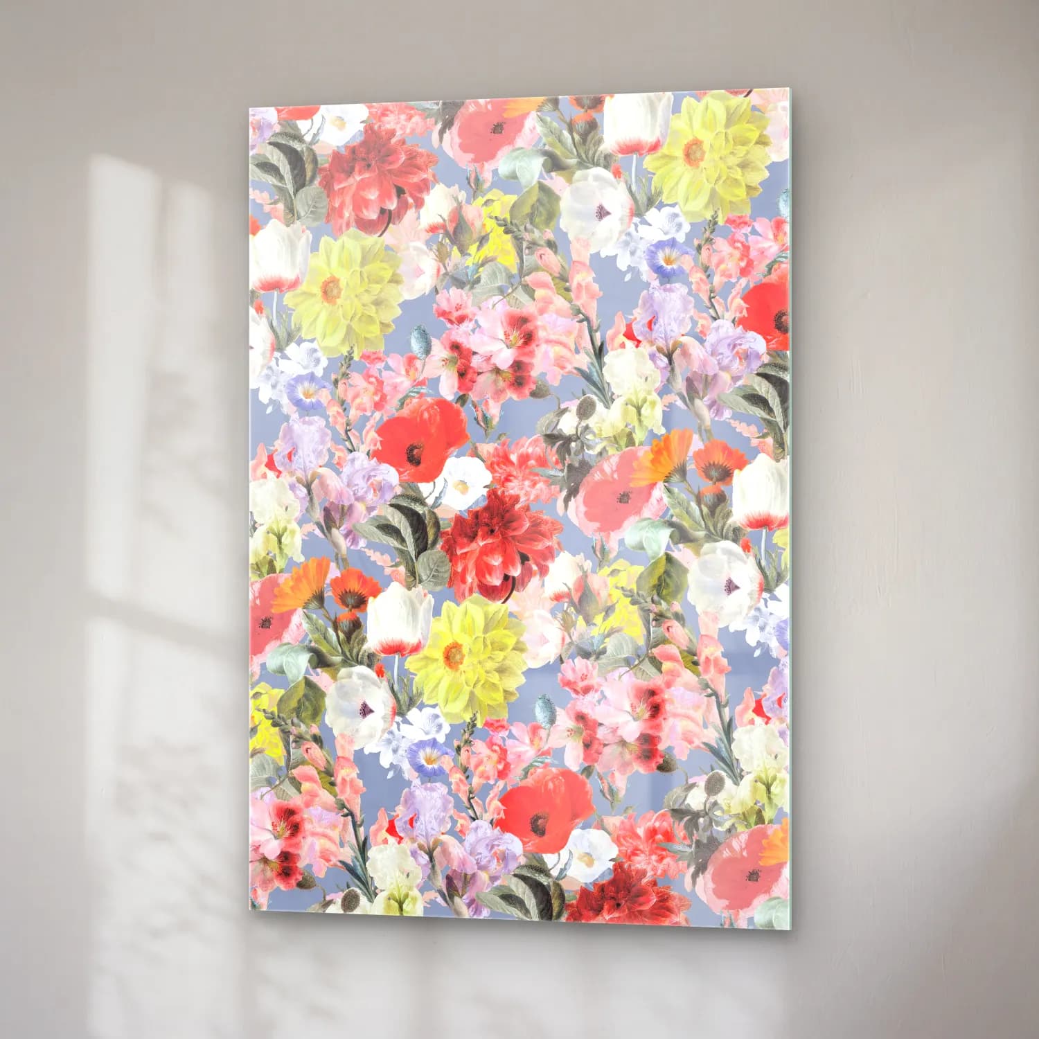 Pastel Çiçek Deseni No. 84 cam tablo — sağ açıdan görünüm
