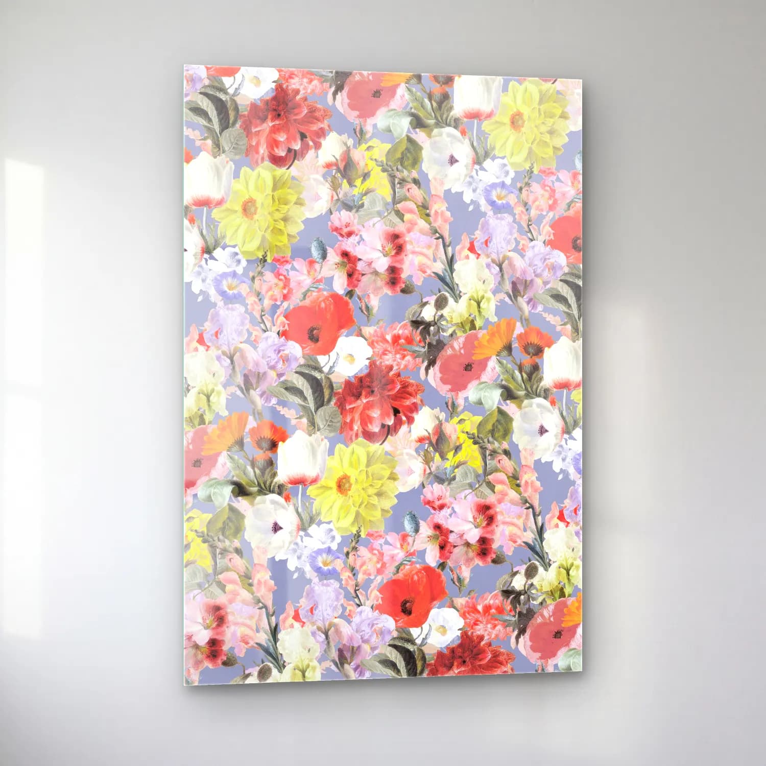 Pastel Çiçek Deseni No. 84 cam tablo — sol açıdan görünüm