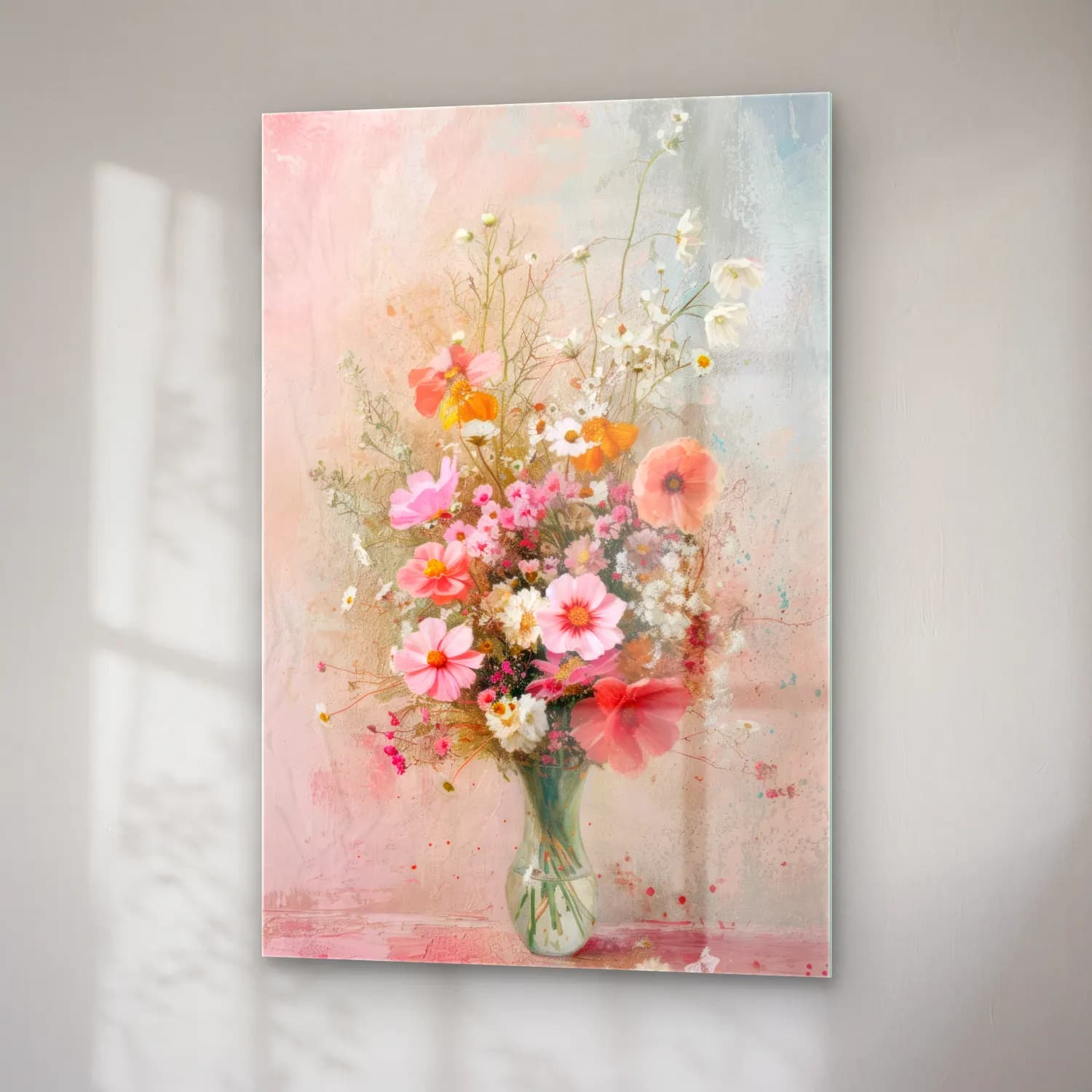 Pastel Vazoda Çiçek Buketi No. 13 cam tablo — sağ açıdan görünüm
