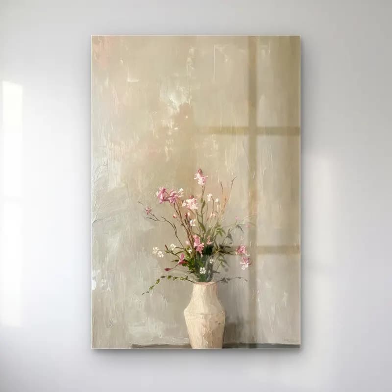 Pastel Vazoda Çiçek Buketi No. 14 cam tablo — Pastel Vazoda Çiçek Buketi No. 14 — pastel vazoda çiçek buketi