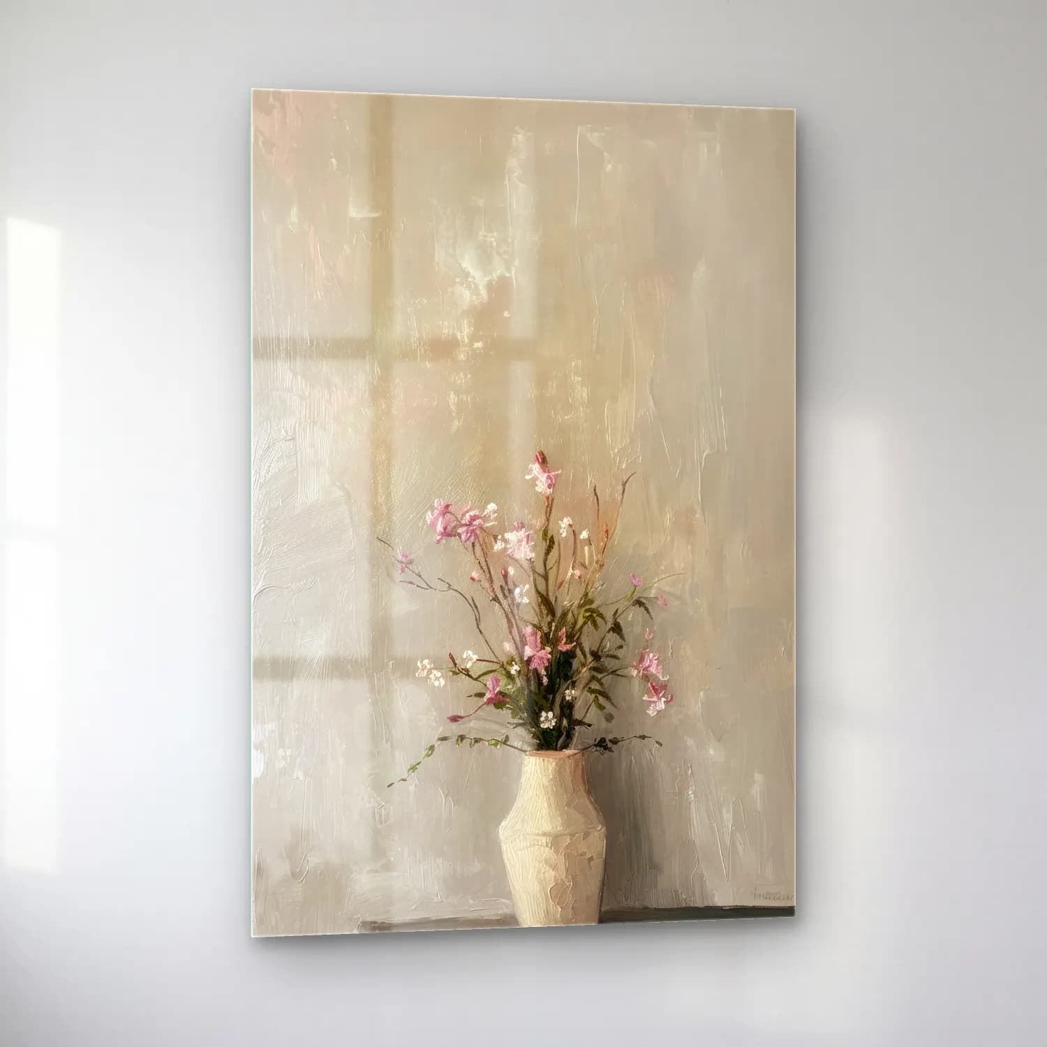 Pastel Vazoda Çiçek Buketi No. 14 cam tablo — sol açıdan görünüm