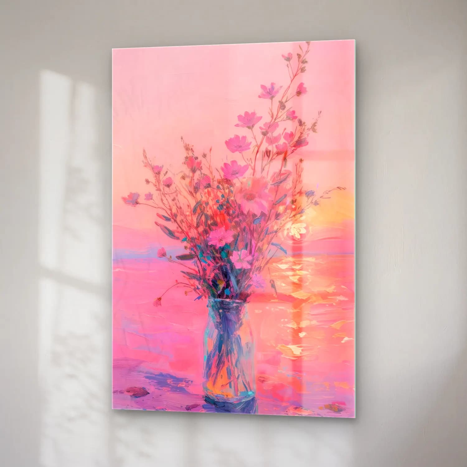 Pastel Vazoda Çiçek Buketi No. 15 cam tablo — sağ açıdan görünüm