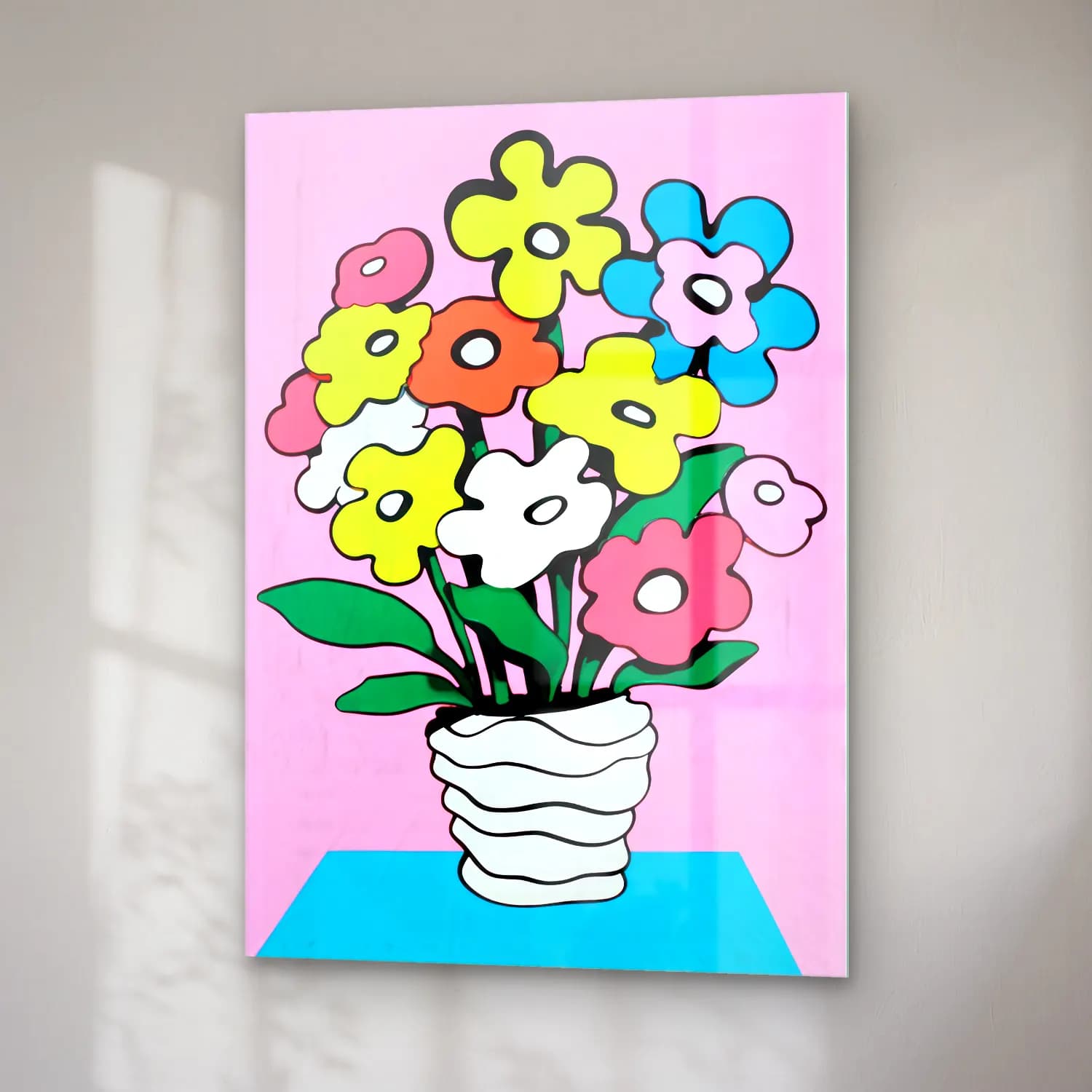 Pop Art Vazoda Çiçek Buketi cam tablo — sağ açıdan görünüm
