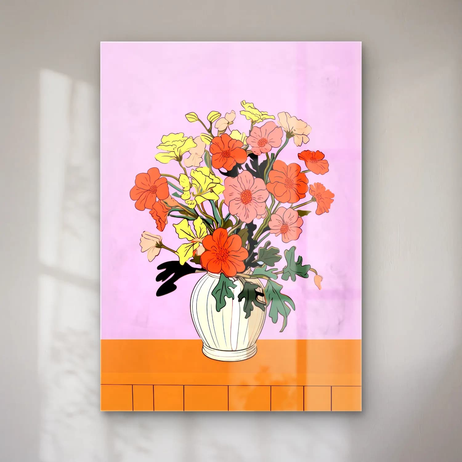 Pastel Vazoda Çiçek Buketi No. 16 cam tablo — Pastel Vazoda Çiçek Buketi No. 16 — pastel vazoda çiçek buketi