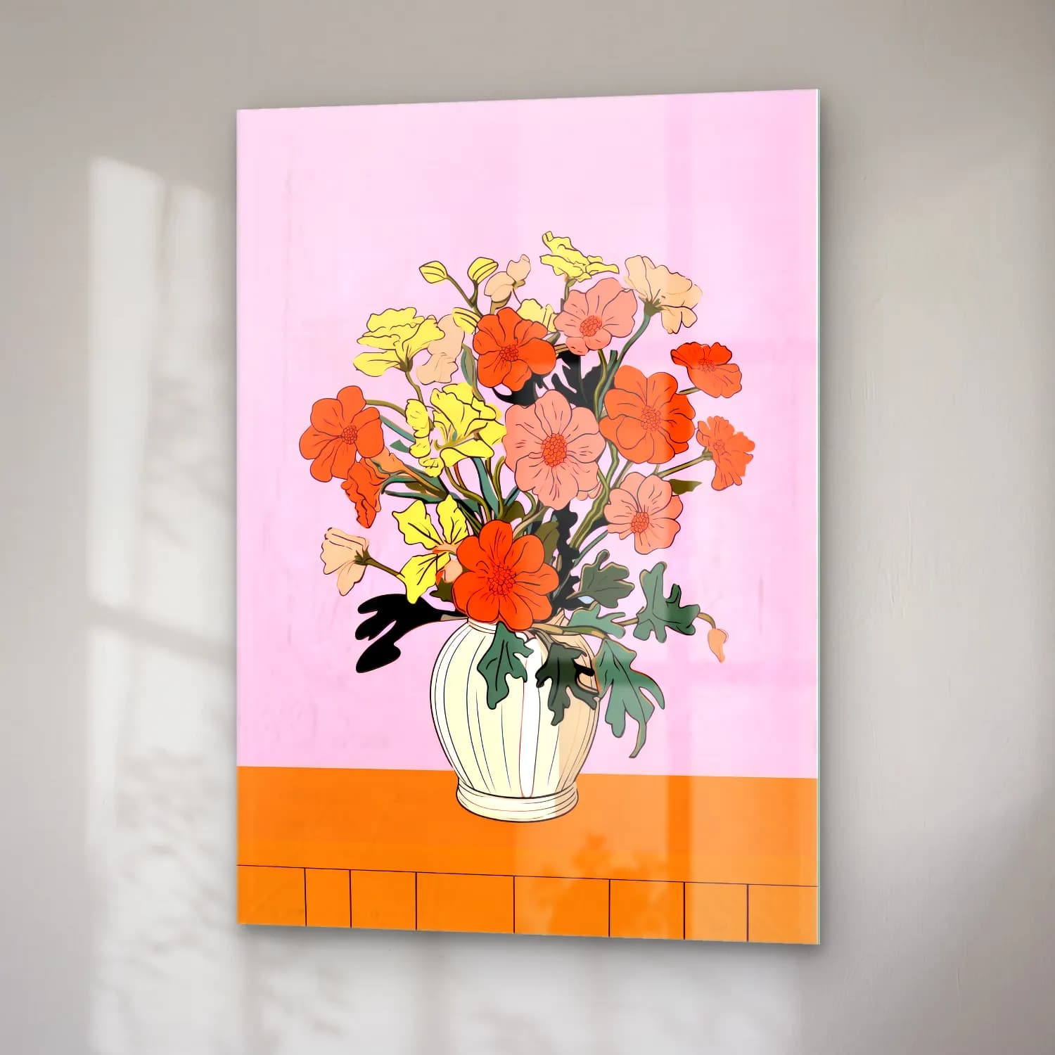 Pastel Vazoda Çiçek Buketi No. 16 cam tablo — sağ açıdan görünüm