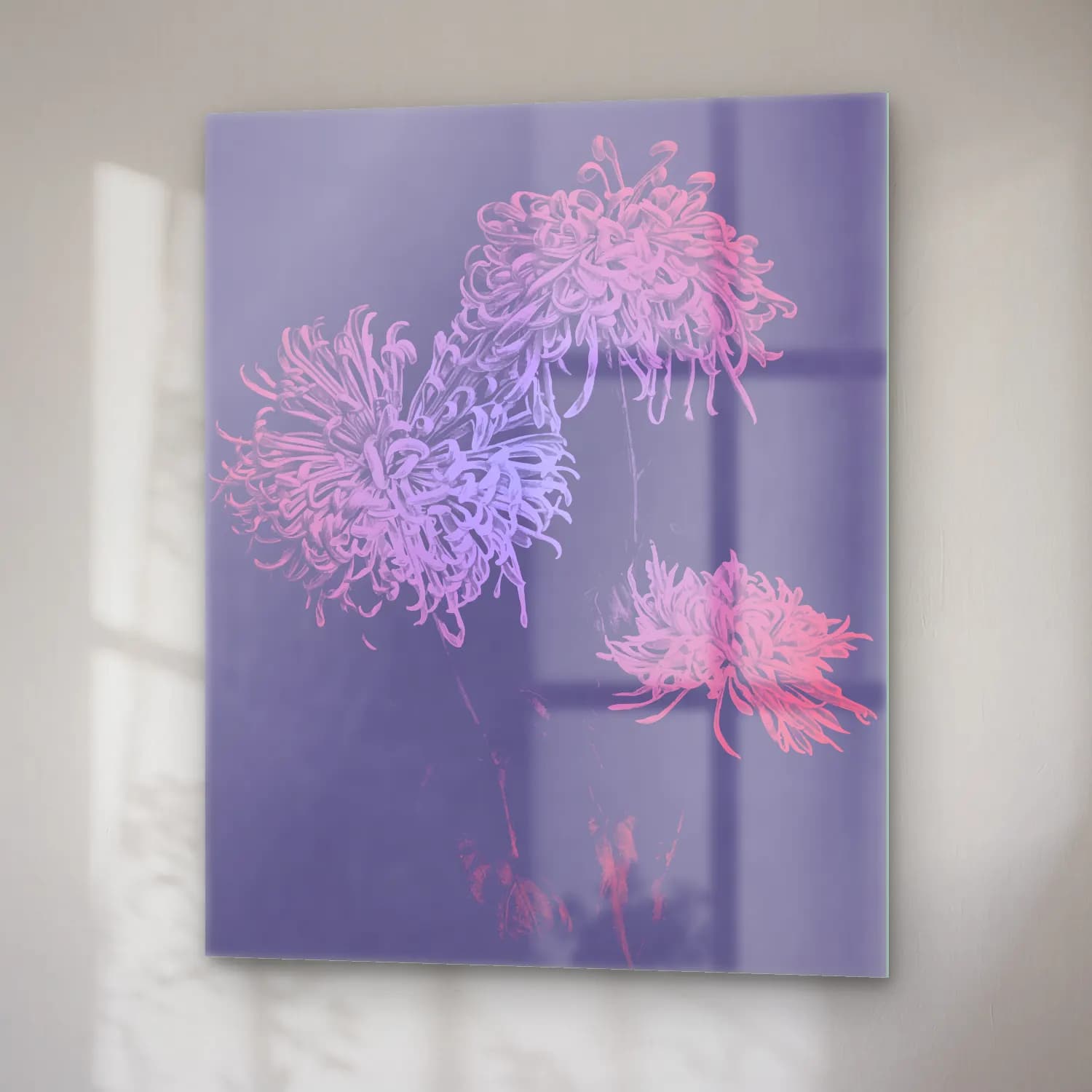 Pastel Çiçek Deseni No. 91 cam tablo — sağ açıdan görünüm