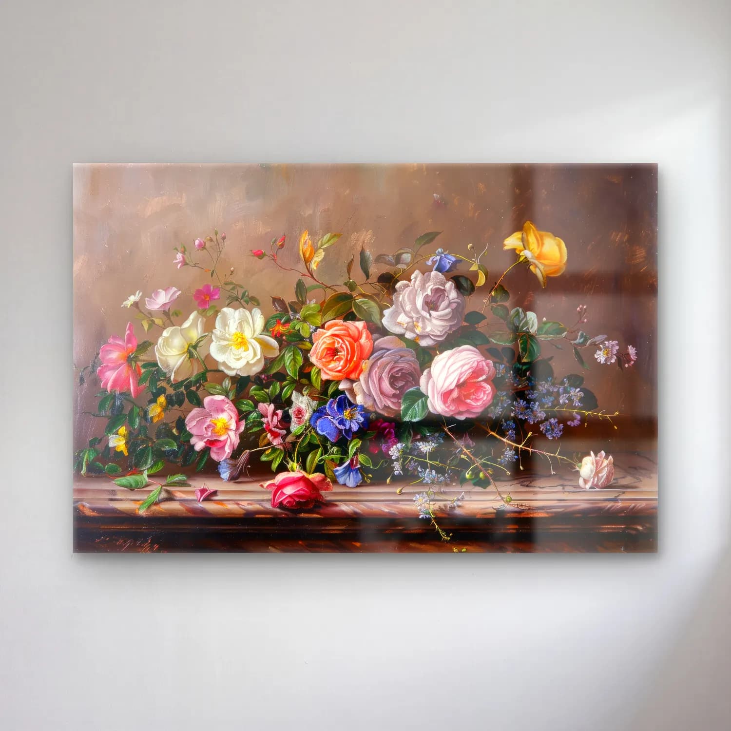 Yağlı Boya Güller – Pastel Tonlar cam tablo — Yağlı Boya Güller – Pastel Tonlar — yağlı boya güller