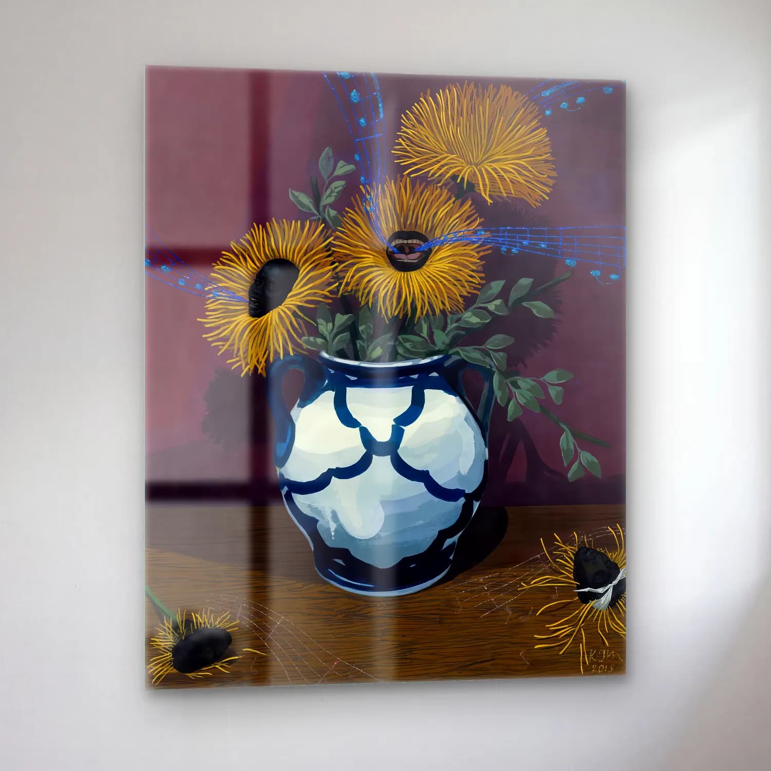Kerry James Marshall – Ayçiçekleri cam tablo — sol açıdan görünüm