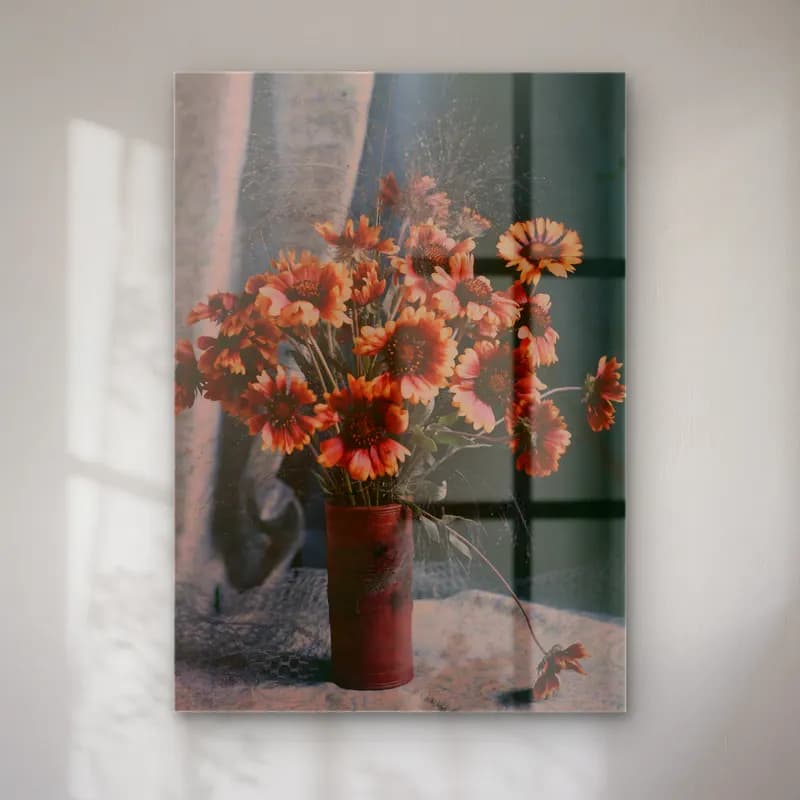 Boho Vazoda Çiçek Buketi No. 11 cam tablo — Boho Vazoda Çiçek Buketi No. 11 — boho vazoda çiçek buketi