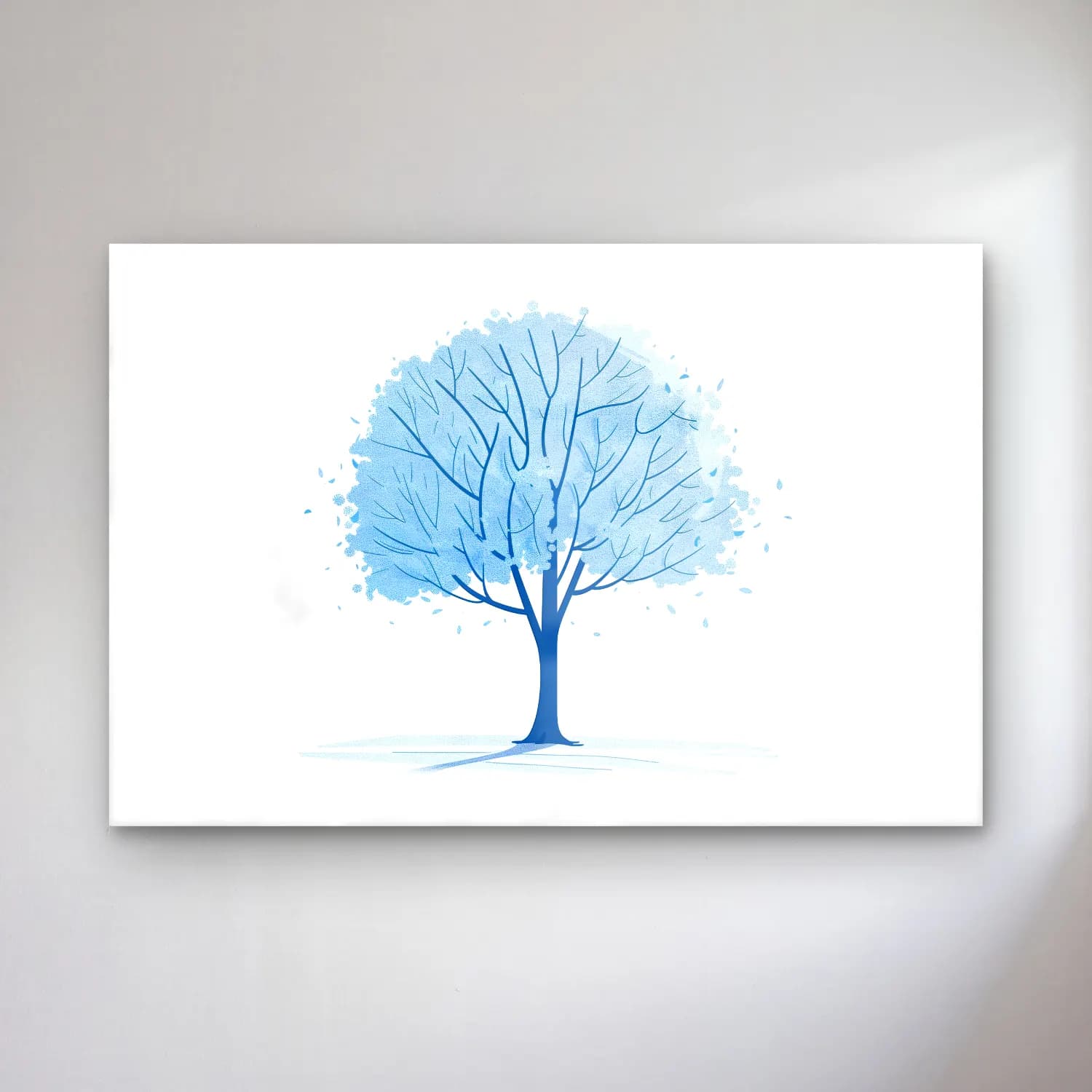 Simple Drawing – Cadet Blue No. 11 cam tablo — Simple Drawing – Cadet Blue No. 11 — suluboya yalnız ağaç