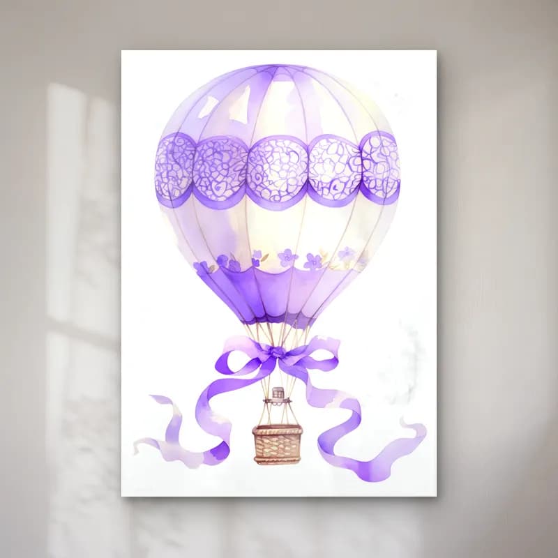 Vintage Sıcak Hava Balonu – Mor Tonlar cam tablo — Vintage Sıcak Hava Balonu – Mor Tonlar — vintage sıcak hava balonu