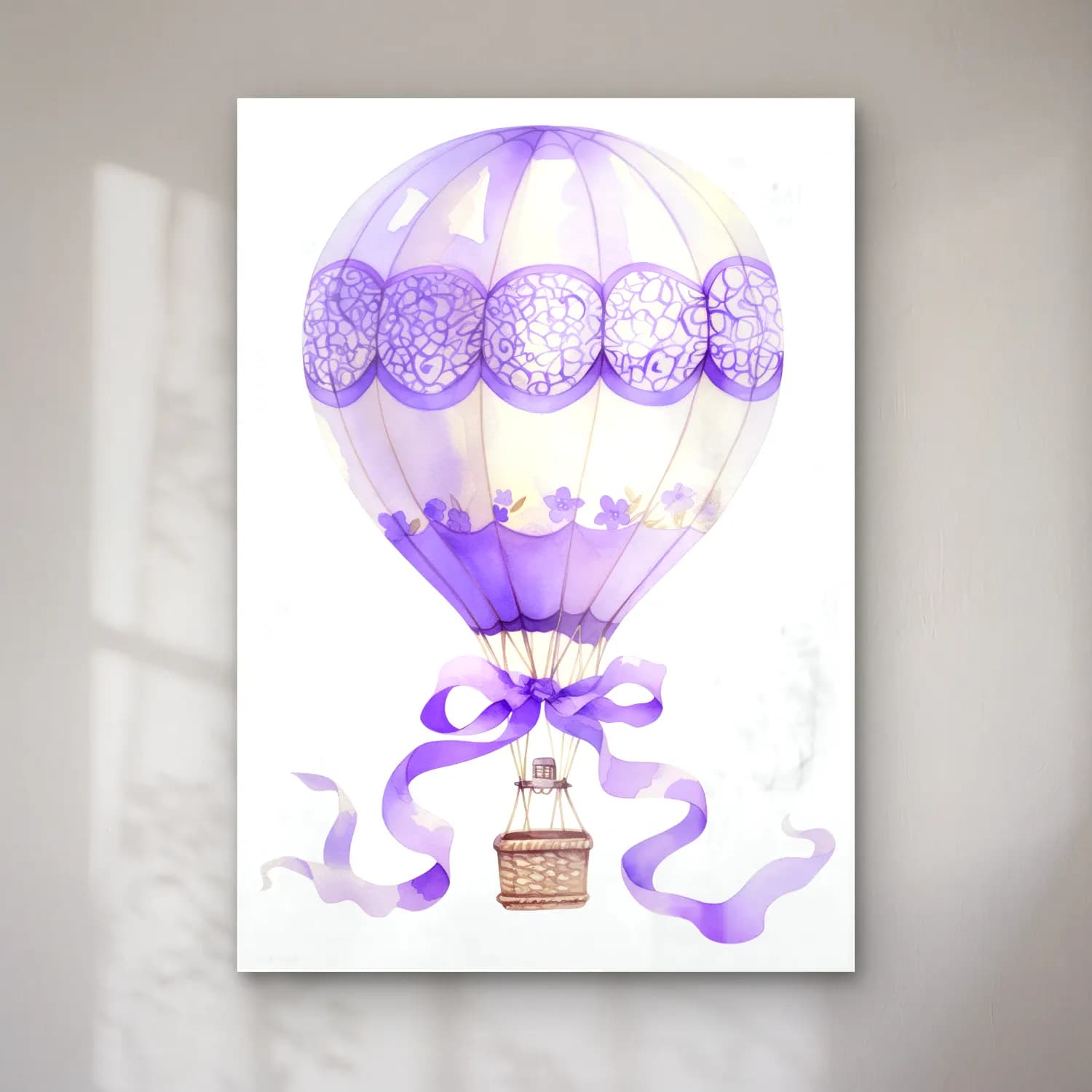 Vintage Sıcak Hava Balonu – Mor Tonlar cam tablo — Vintage Sıcak Hava Balonu – Mor Tonlar — vintage sıcak hava balonu