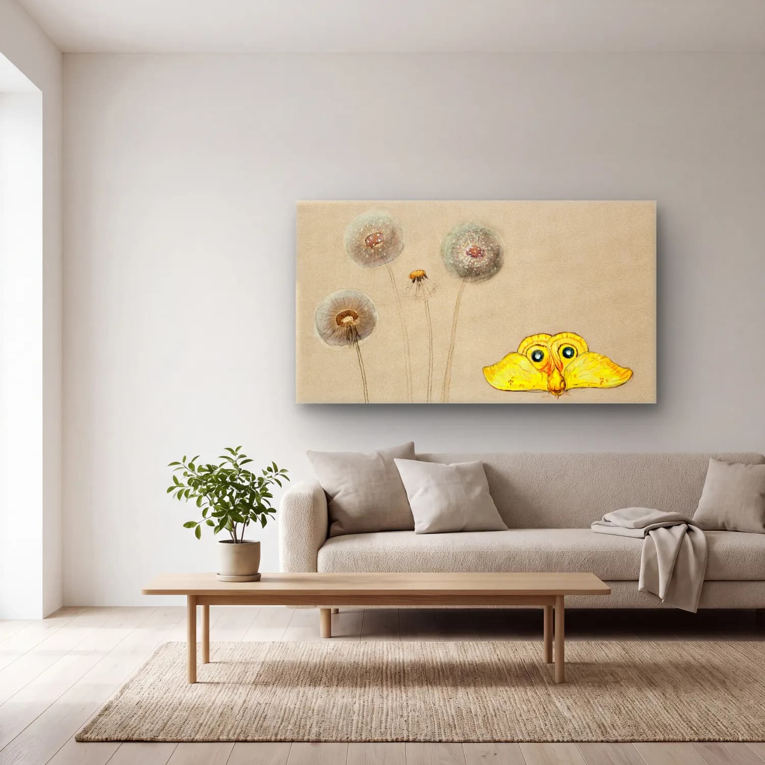 Samuel Colman – Study of White Daisy cam tablo — açık renk salonda