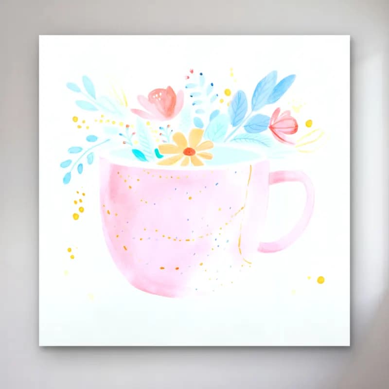 Pastel Çay Fincanı – Pembe Tonlar cam tablo — Pastel Çay Fincanı – Pembe Tonlar — pastel çay fincanı