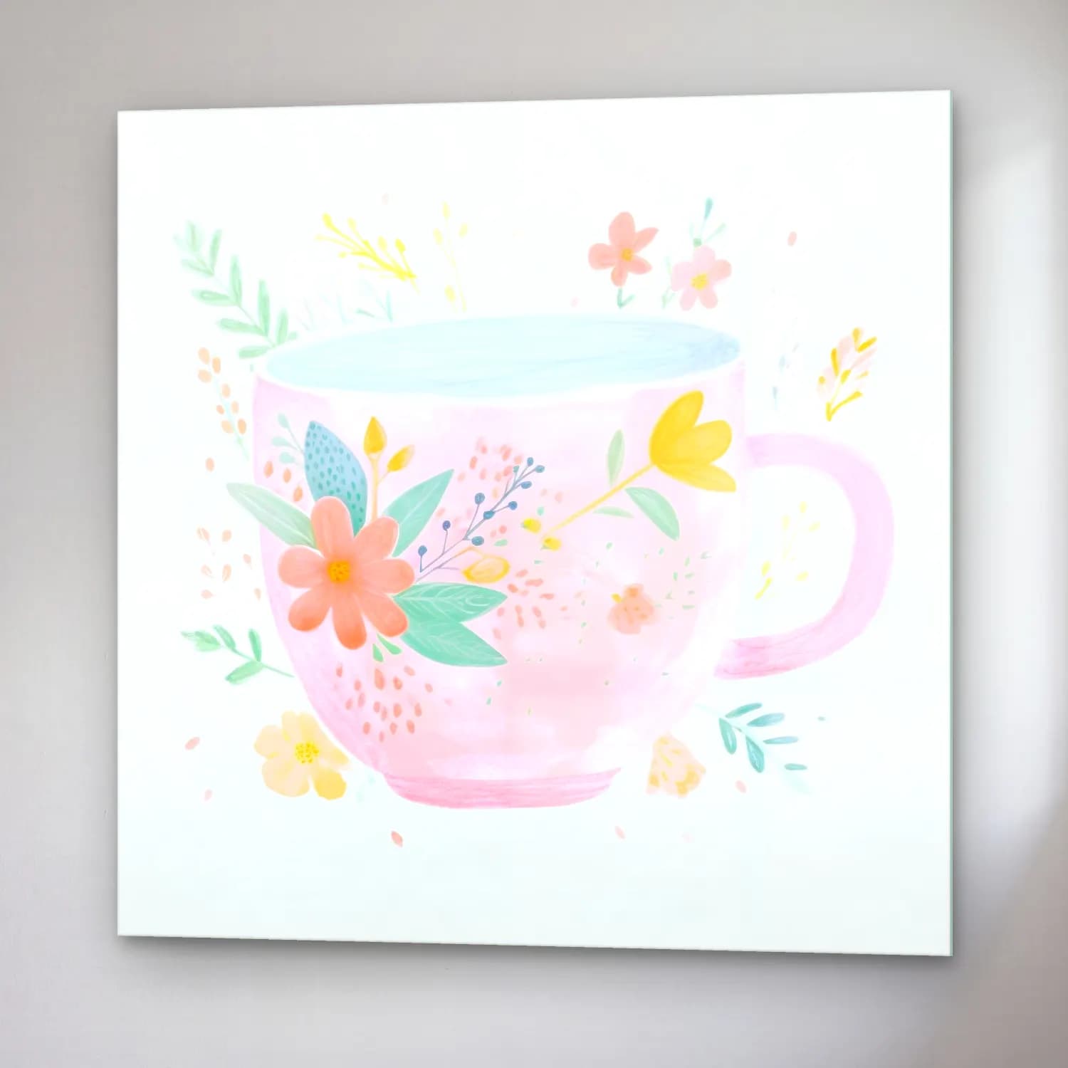 Pastel Çay Fincanı No. 4 cam tablo — sağ açıdan görünüm