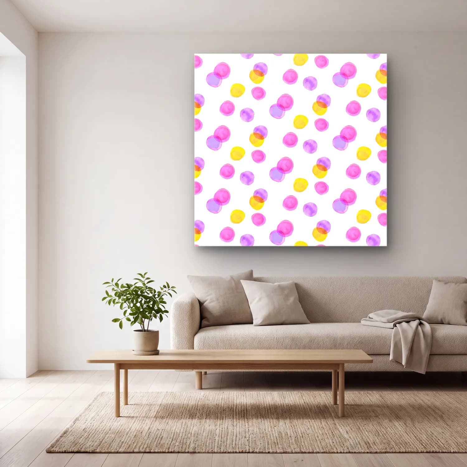 Pastel Çiçek Deseni No. 39 cam tablo — açık renk salonda