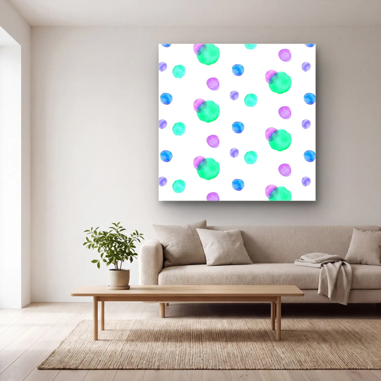 Pastel Çiçek Deseni No. 40 cam tablo — açık renk salonda