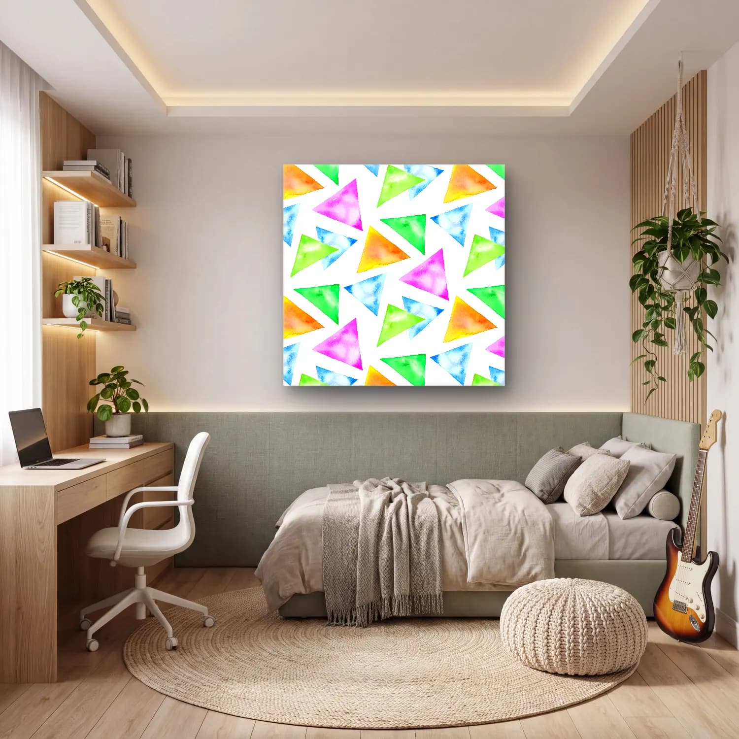 Pastel Soyut Formlar cam tablo — genç odasında