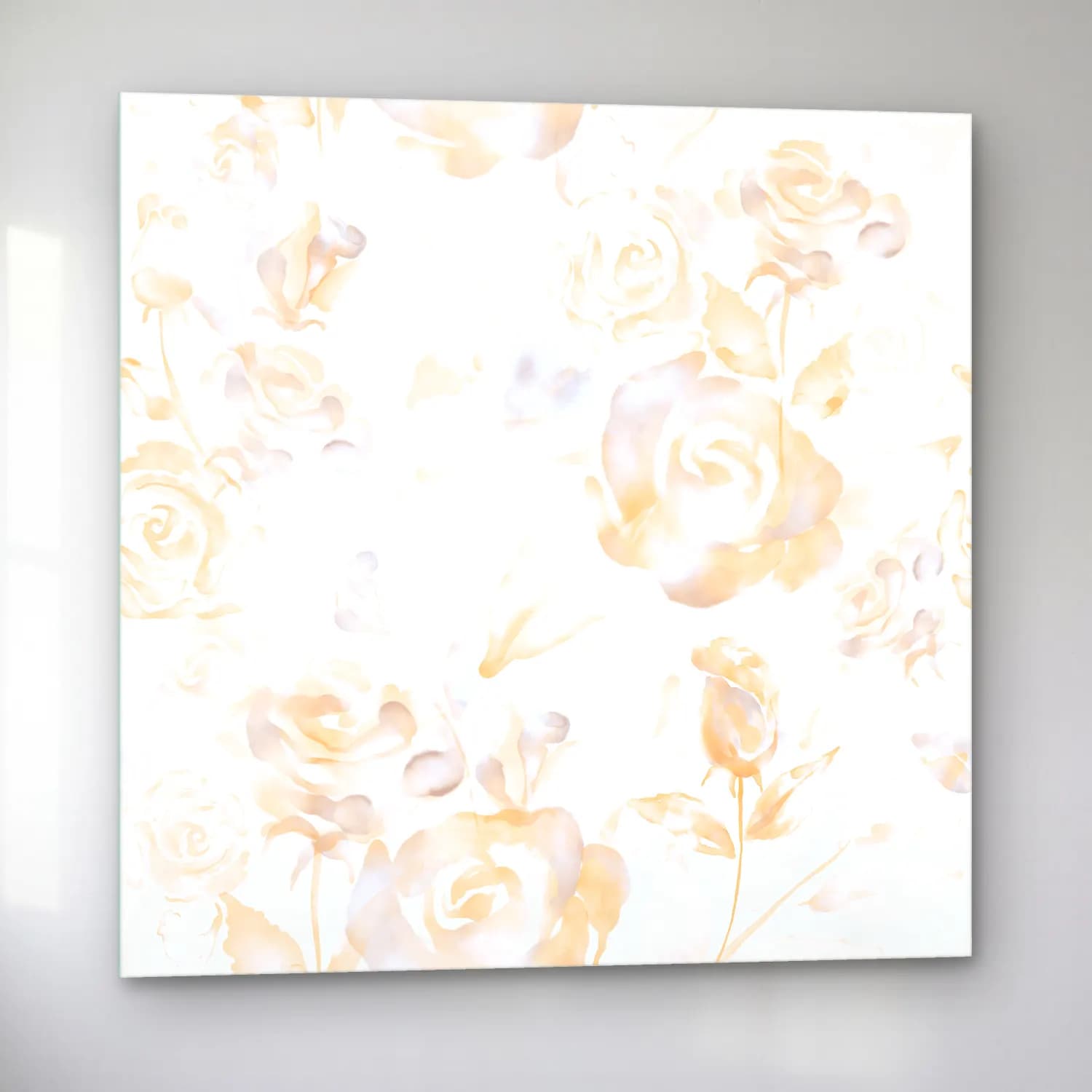 Pastel Çiçek Deseni No. 47 cam tablo — sol açıdan görünüm