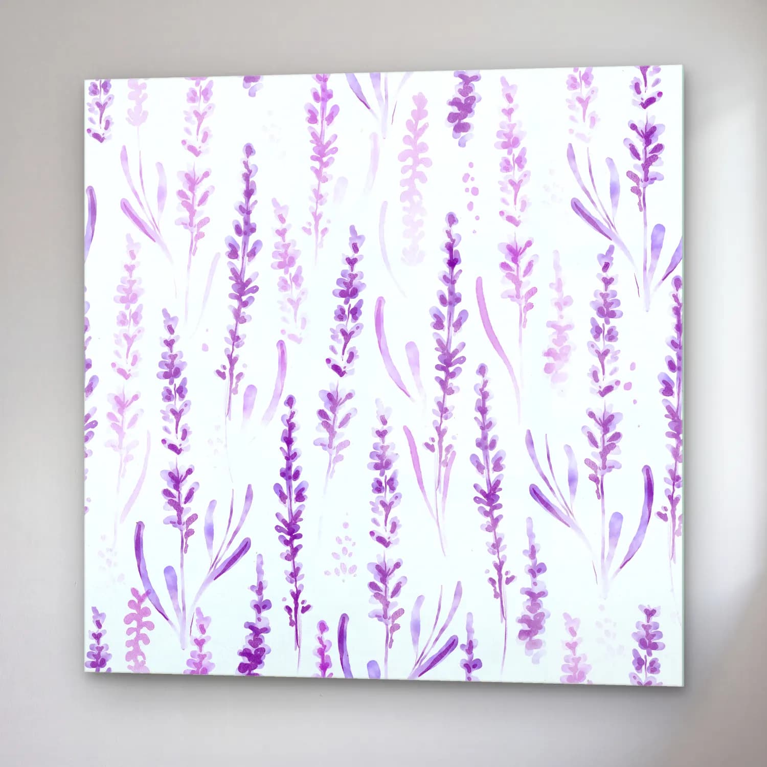 Pastel Lavanta Tarlası No. 7 cam tablo — sağ açıdan görünüm