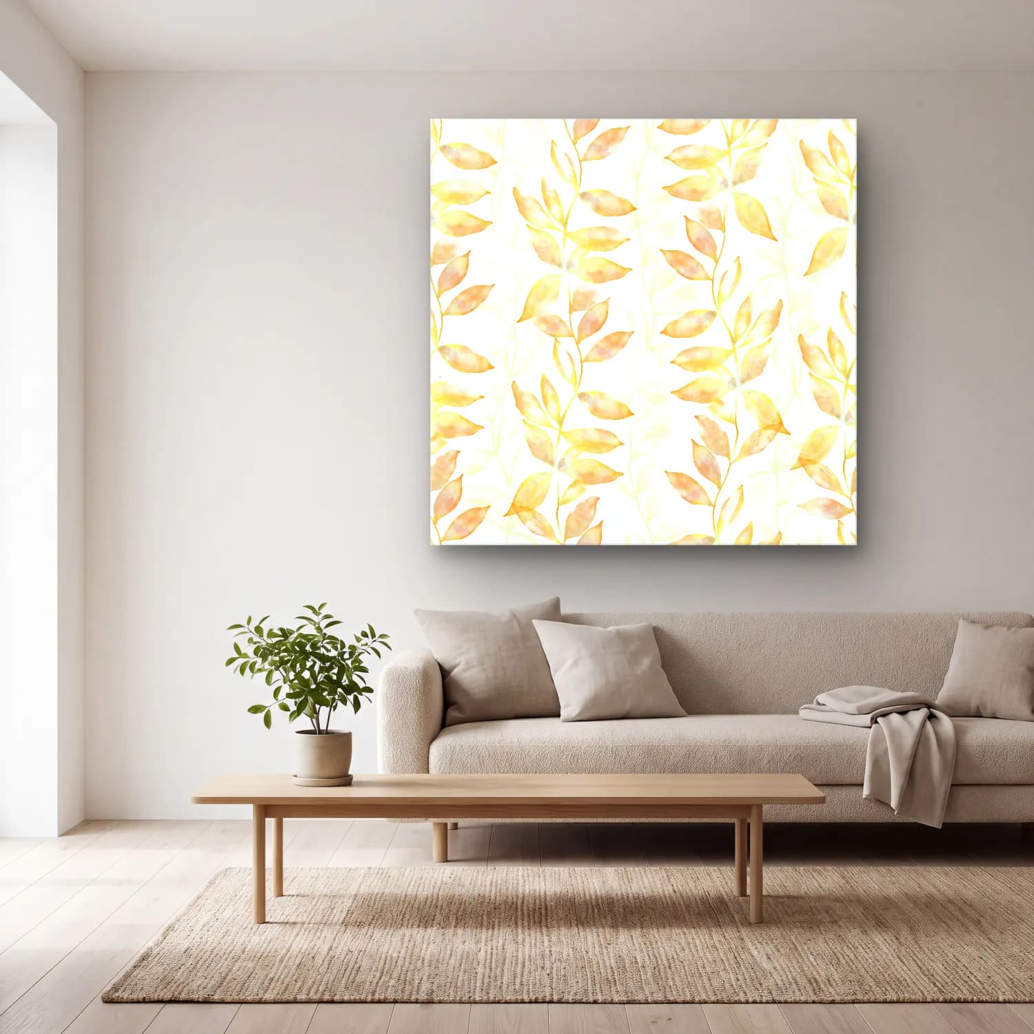 Pastel Çiçek Deseni No. 51 cam tablo — açık renk salonda