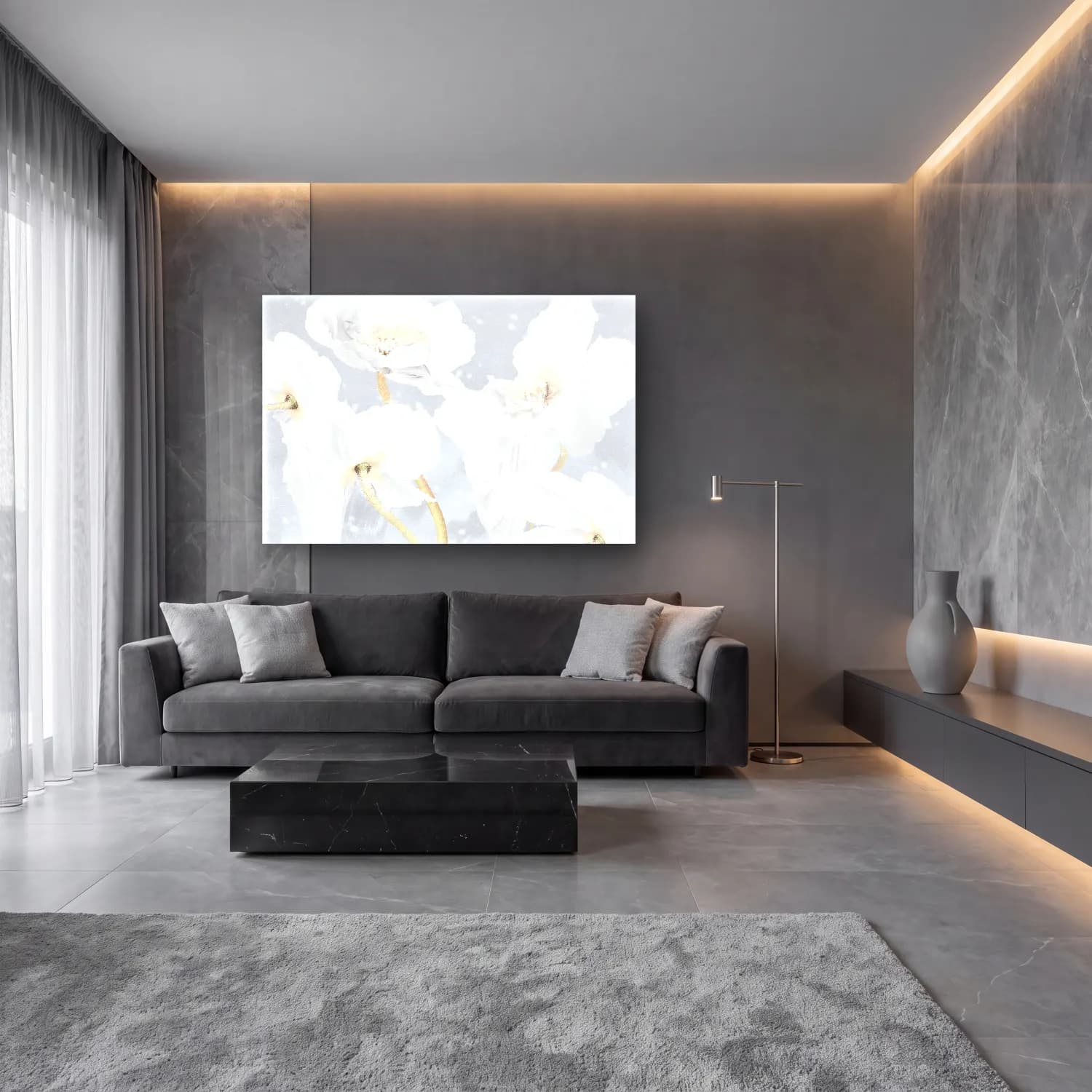 Pastel Gelincikler – Pastel Tonlar cam tablo — lüks salon duvarında