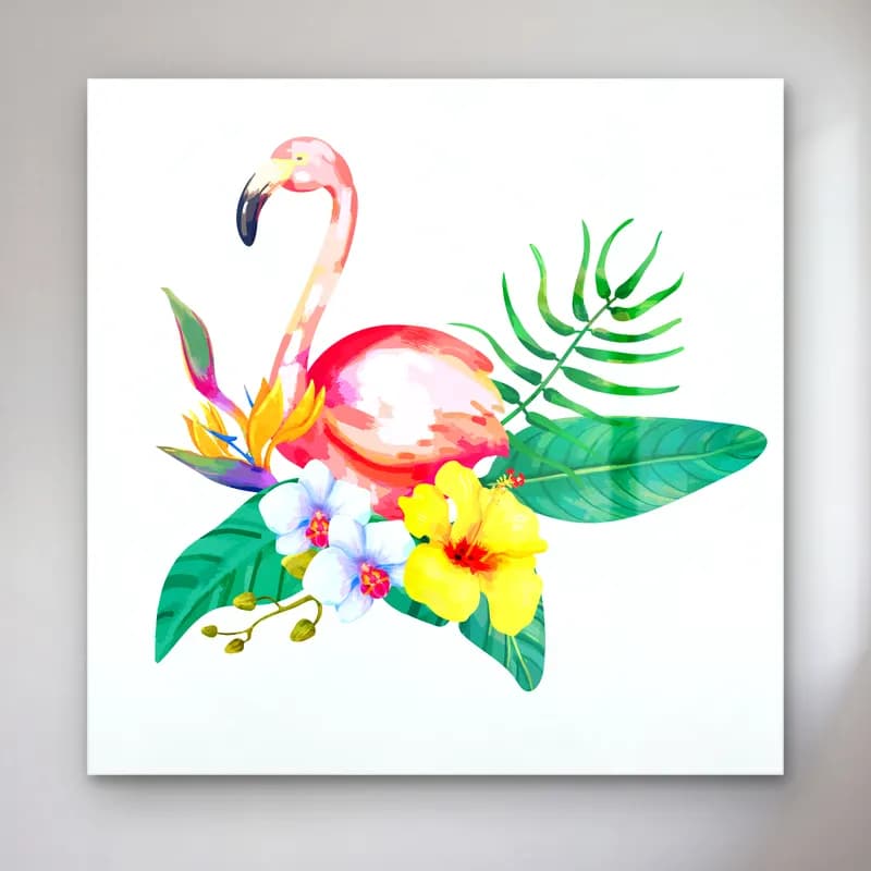 Suluboya Flamingo – Pembe Tonlar cam tablo — Suluboya Flamingo – Pembe Tonlar — suluboya flamingo