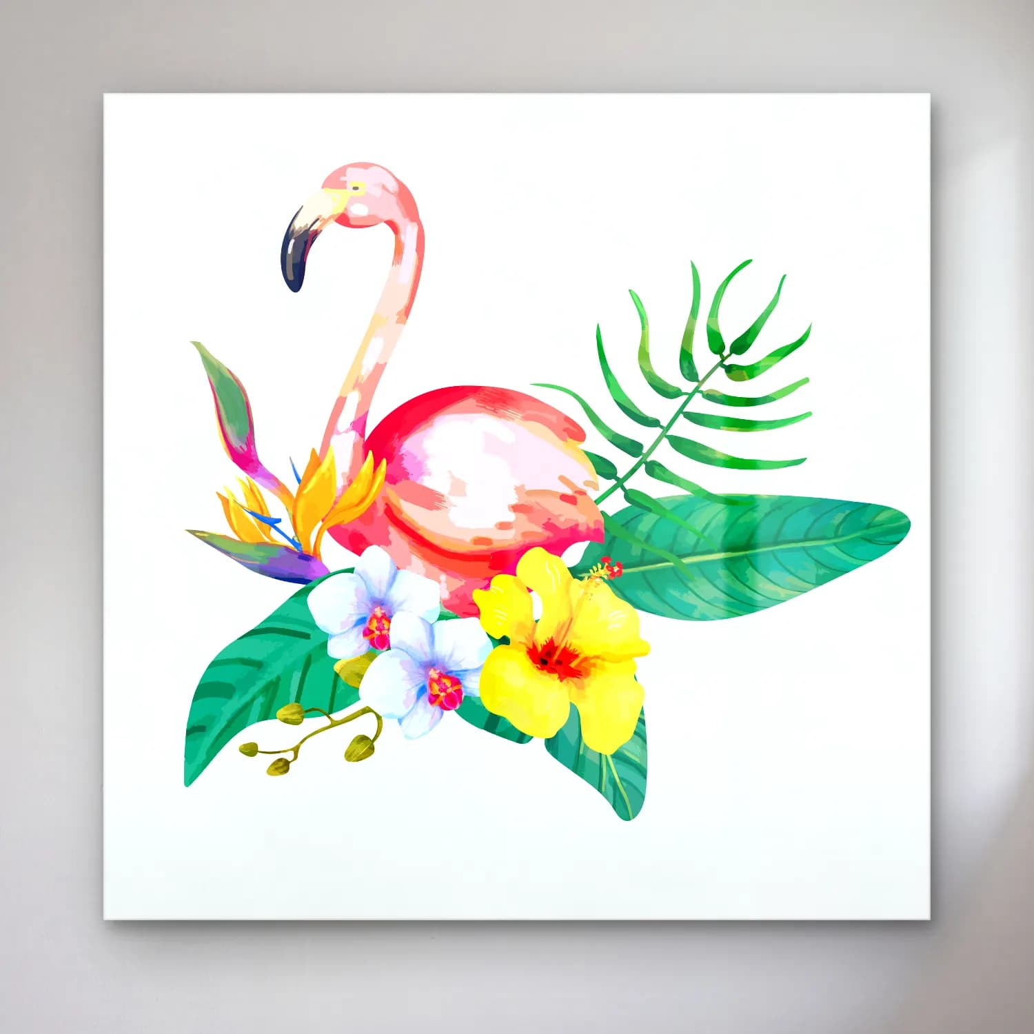 Suluboya Flamingo – Pembe Tonlar cam tablo — Suluboya Flamingo – Pembe Tonlar — suluboya flamingo