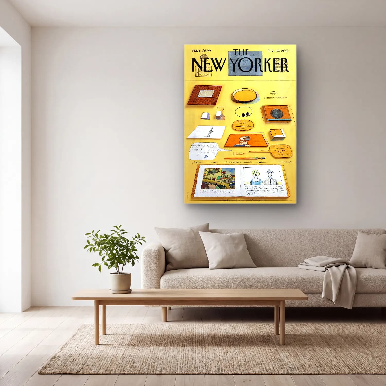 Bauhaus Harf Posteri cam tablo — açık renk salonda