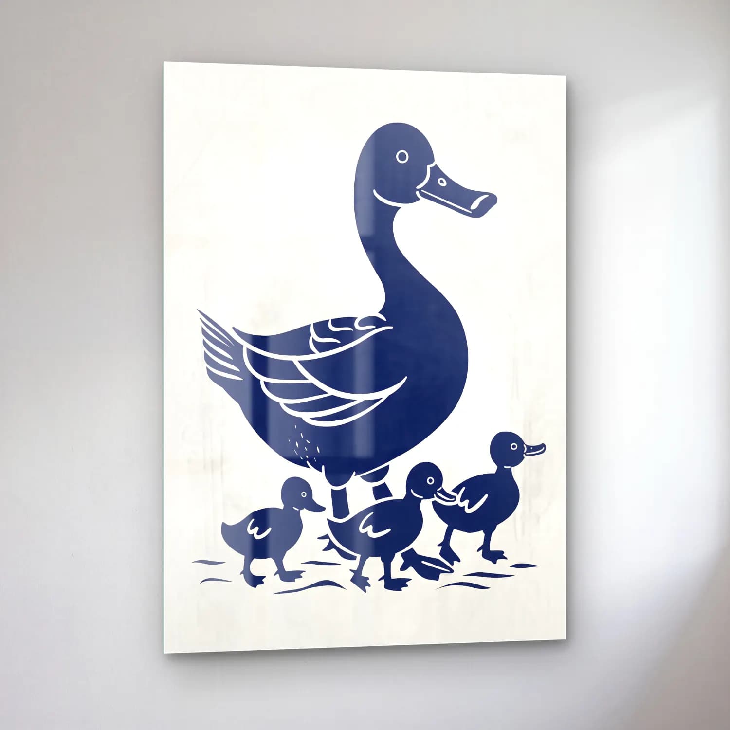 Vintage Ördekler No. 10 cam tablo — sol açıdan görünüm