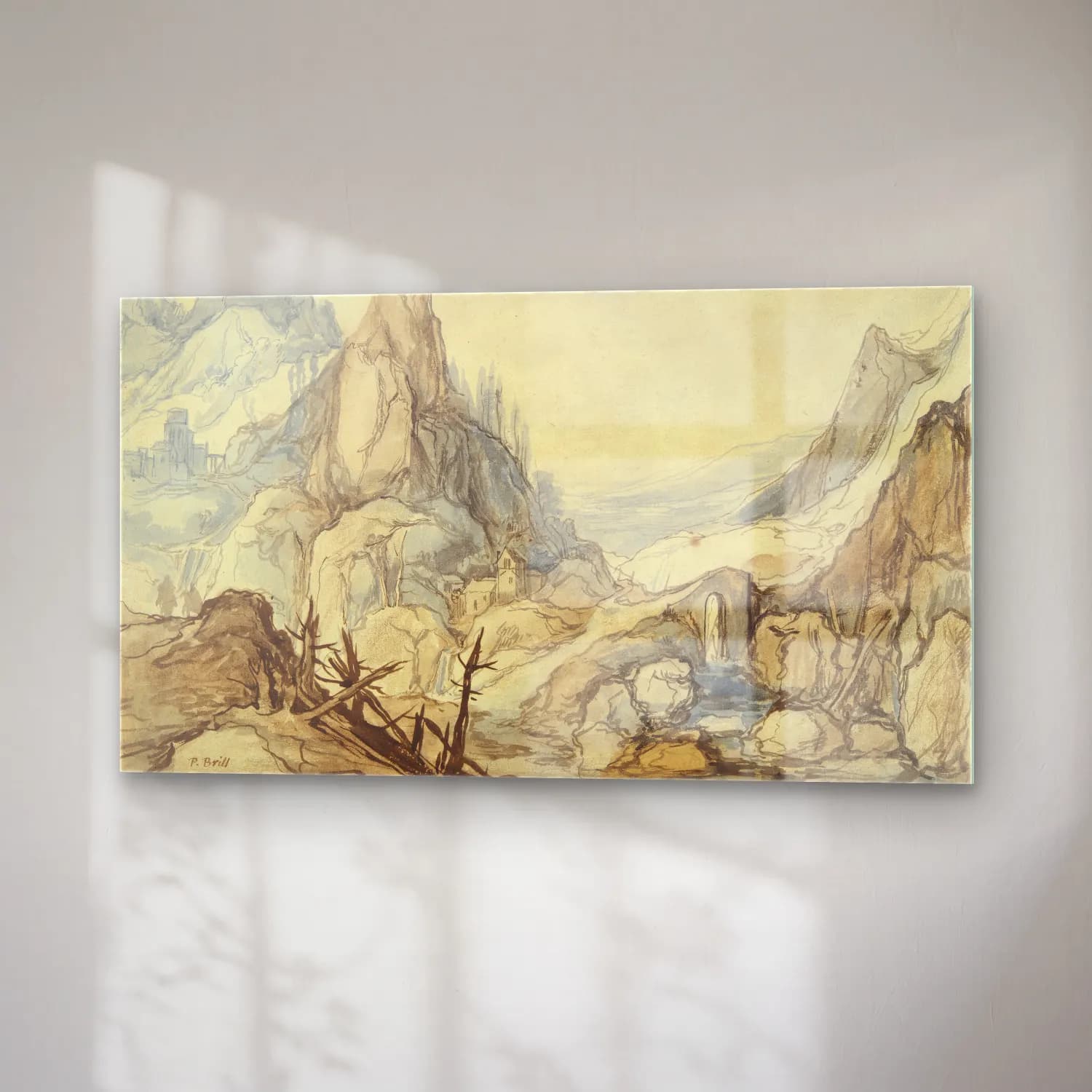 Jan Brueghel The Elder – Mountainous Landscape (17th century) cam tablo — sağ açıdan görünüm