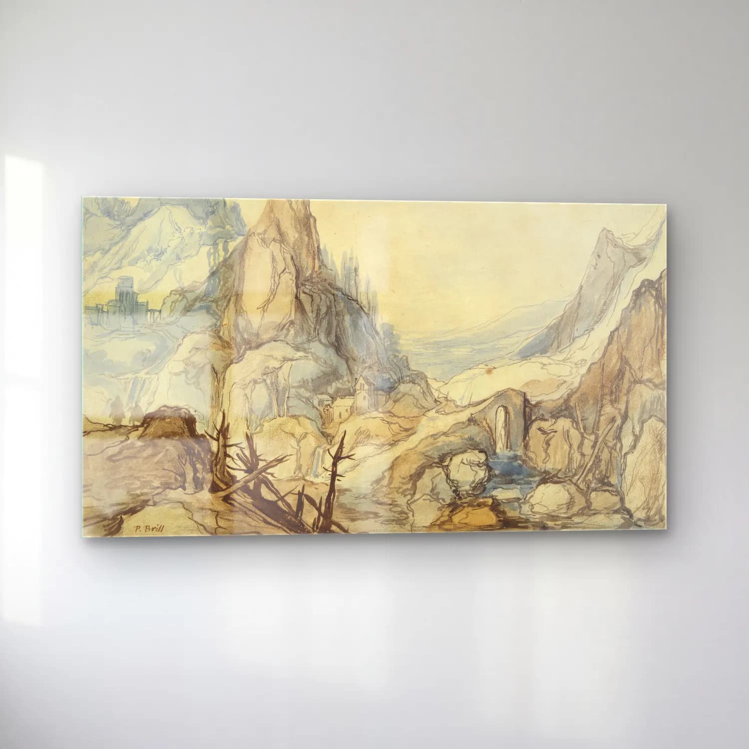 Jan Brueghel The Elder – Mountainous Landscape (17th century) cam tablo — sol açıdan görünüm