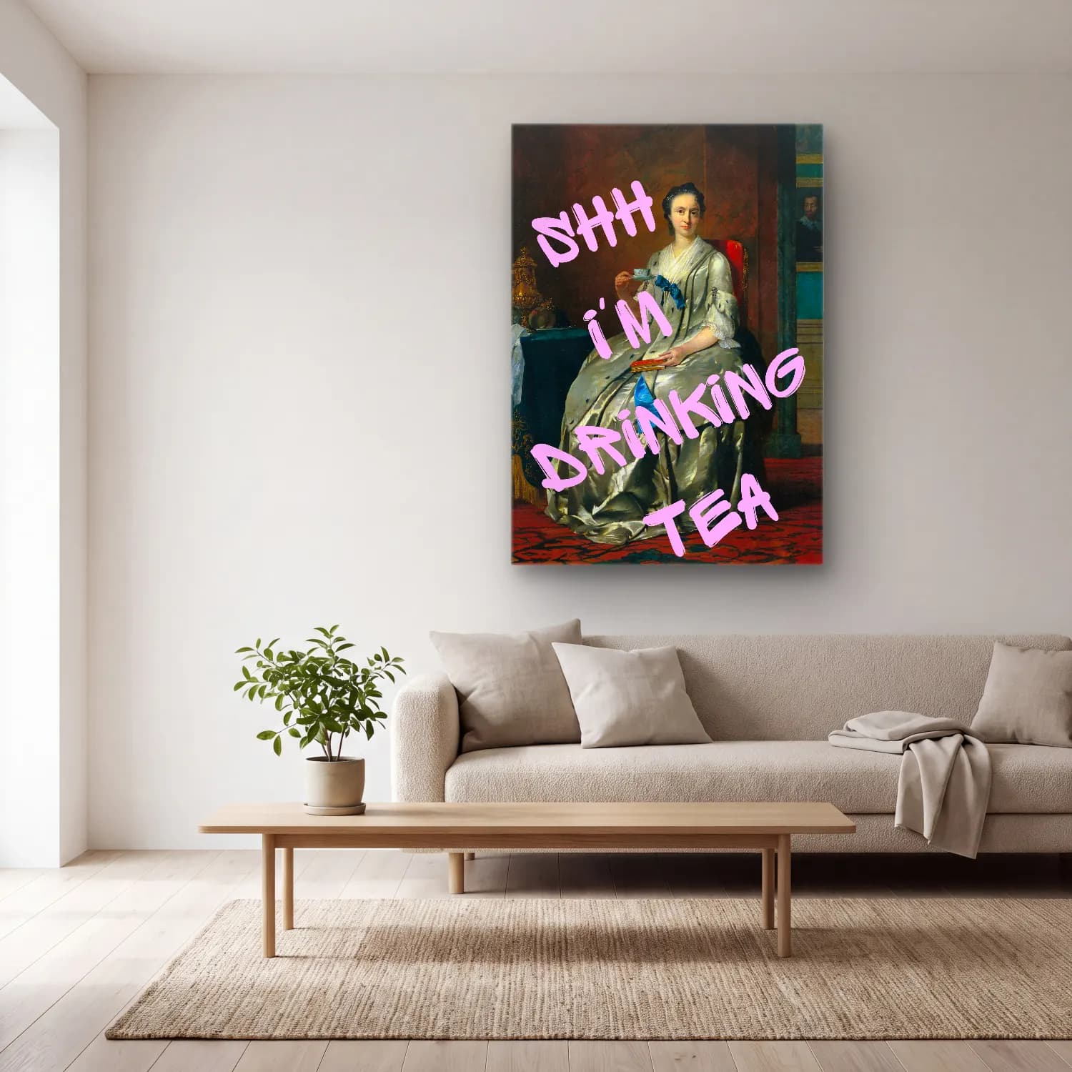 Vintage Poster Kadeh Şarap No. 2 cam tablo — açık renk salonda