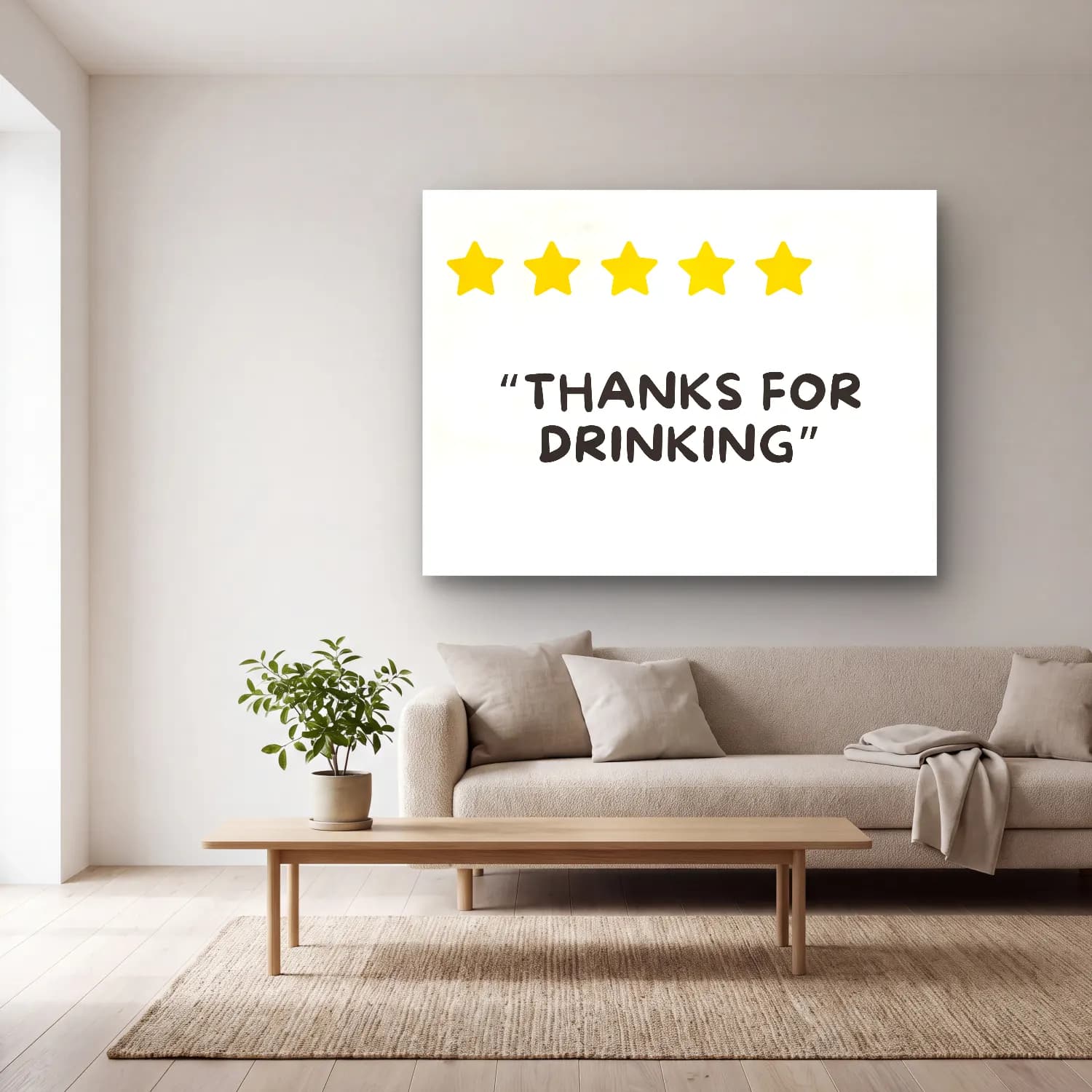 Çizgi Sanatı Söz Posteri – Sarı Tonlar cam tablo — açık renk salonda