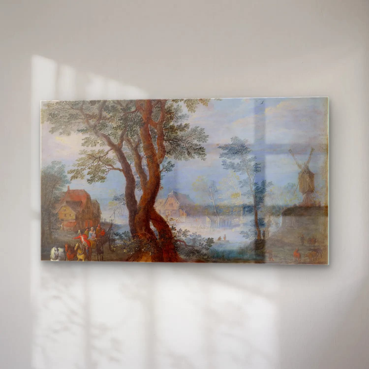 Jan Brueghel The Elder – Village Landscape with Staffage Figures cam tablo — sağ açıdan görünüm