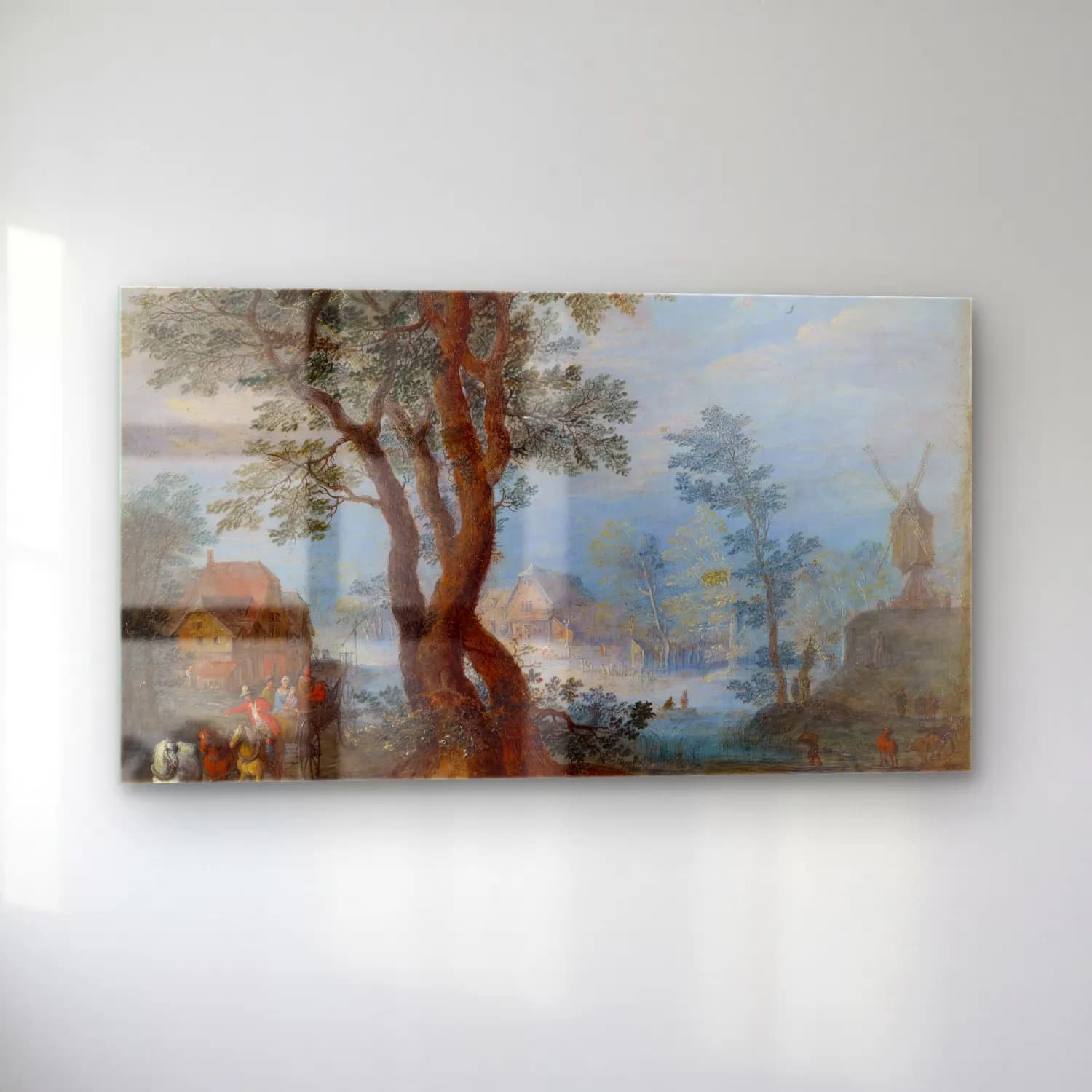 Jan Brueghel The Elder – Village Landscape with Staffage Figures cam tablo — sol açıdan görünüm